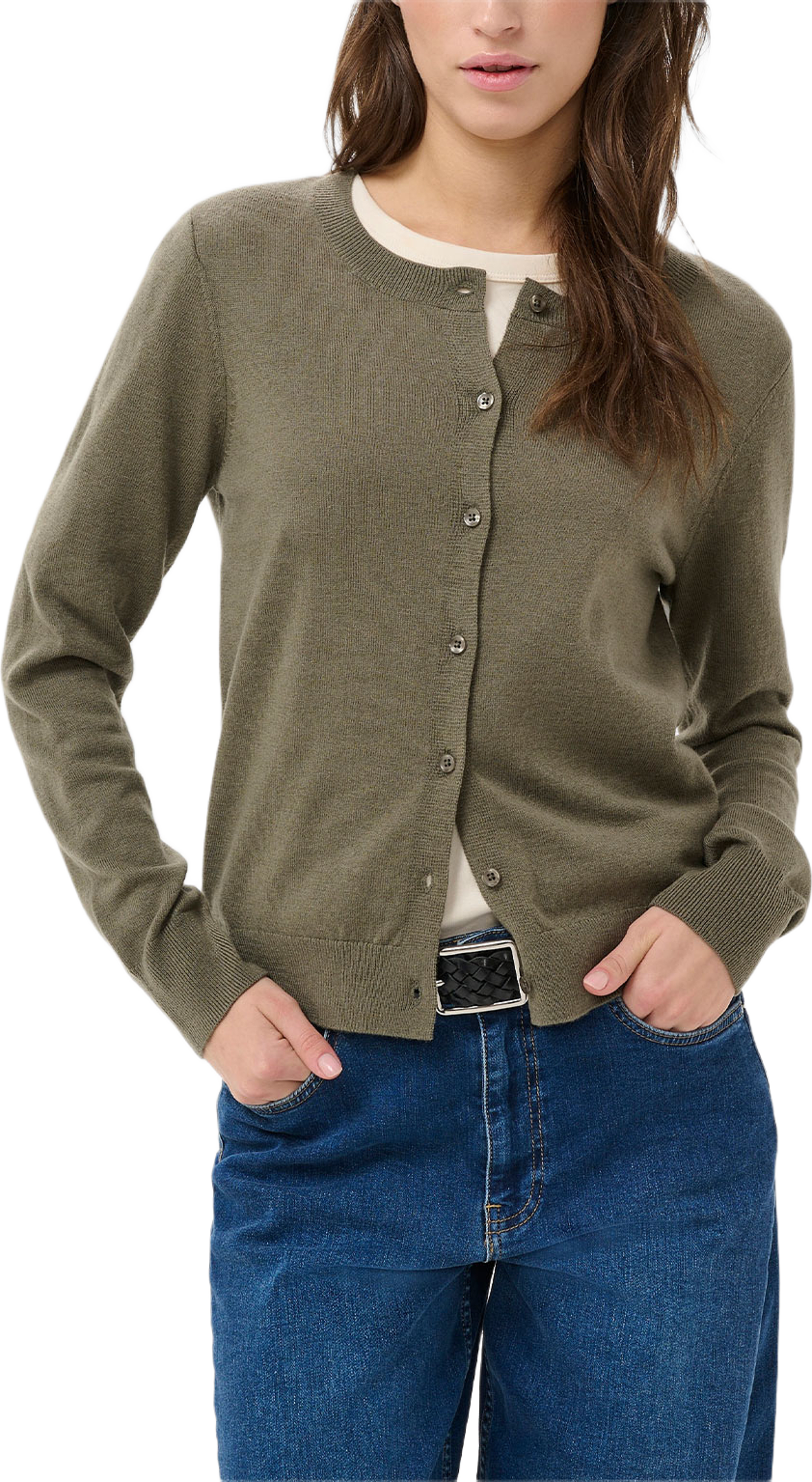 EllahPW Cardigan, från Part Two, i färgen Smokey Olive. Klicka för att öppna bilden i stort format