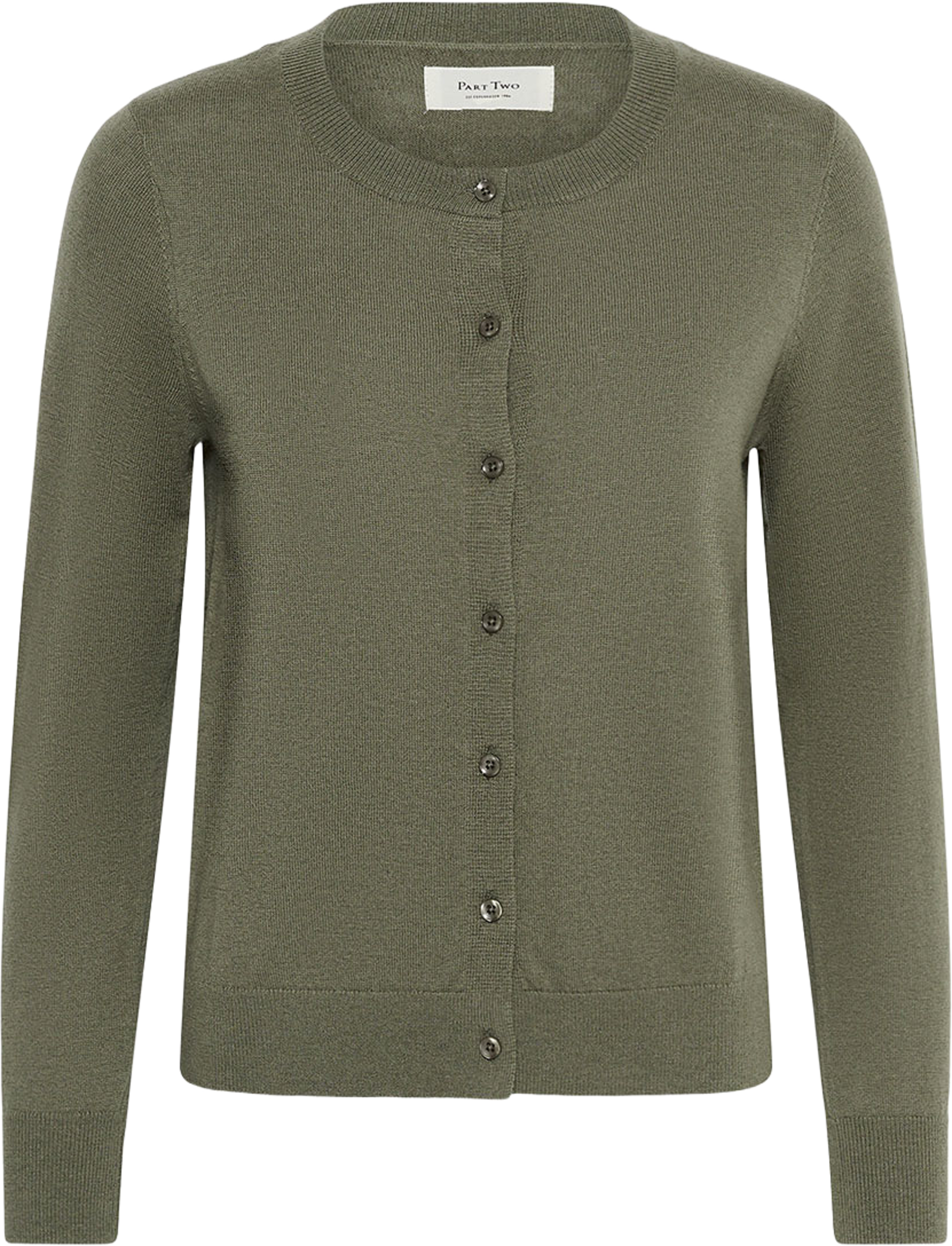 EllahPW Cardigan, från Part Two, i färgen Smokey Olive. Klicka för att öppna bilden i stort format