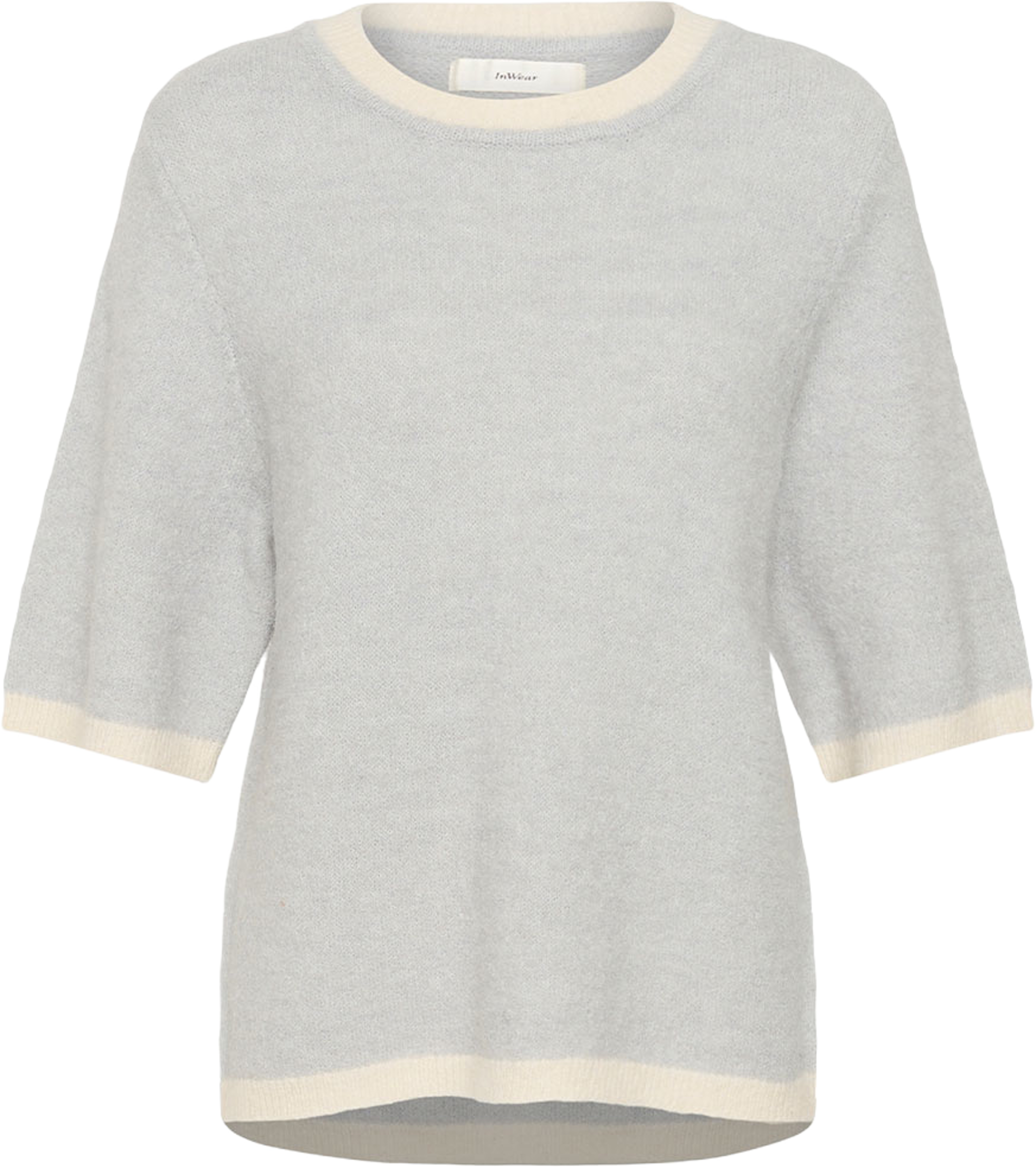 HarrietIW SS Pullover, från Inwear, i färgen Pearlblue/ Whisper White. Klicka för att öppna bilden i stort format