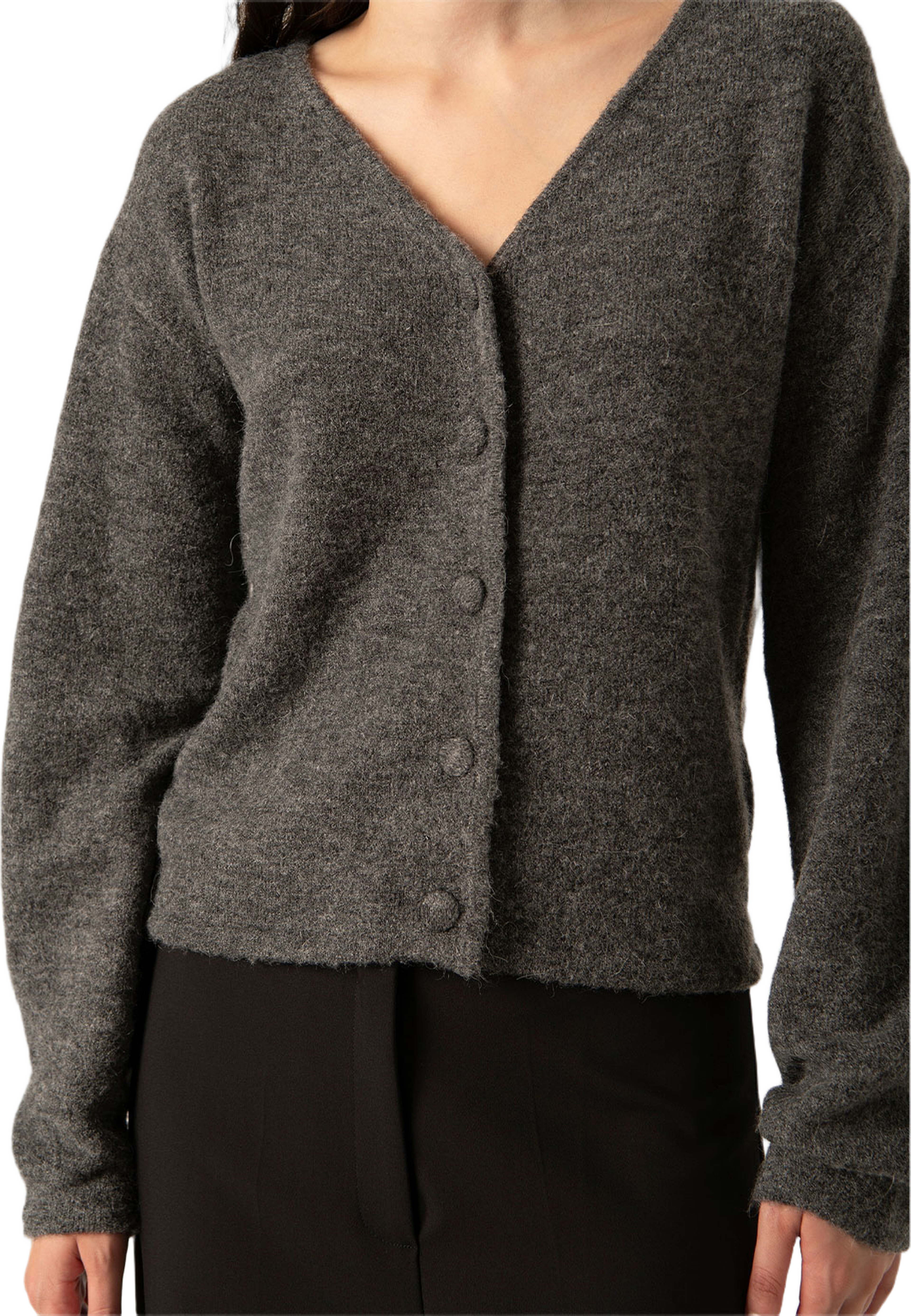 SLHedaya V-Neck Cardigan, från Soaked In Luxury, i färgen Grey Melange. Klicka för att öppna bilden i stort format