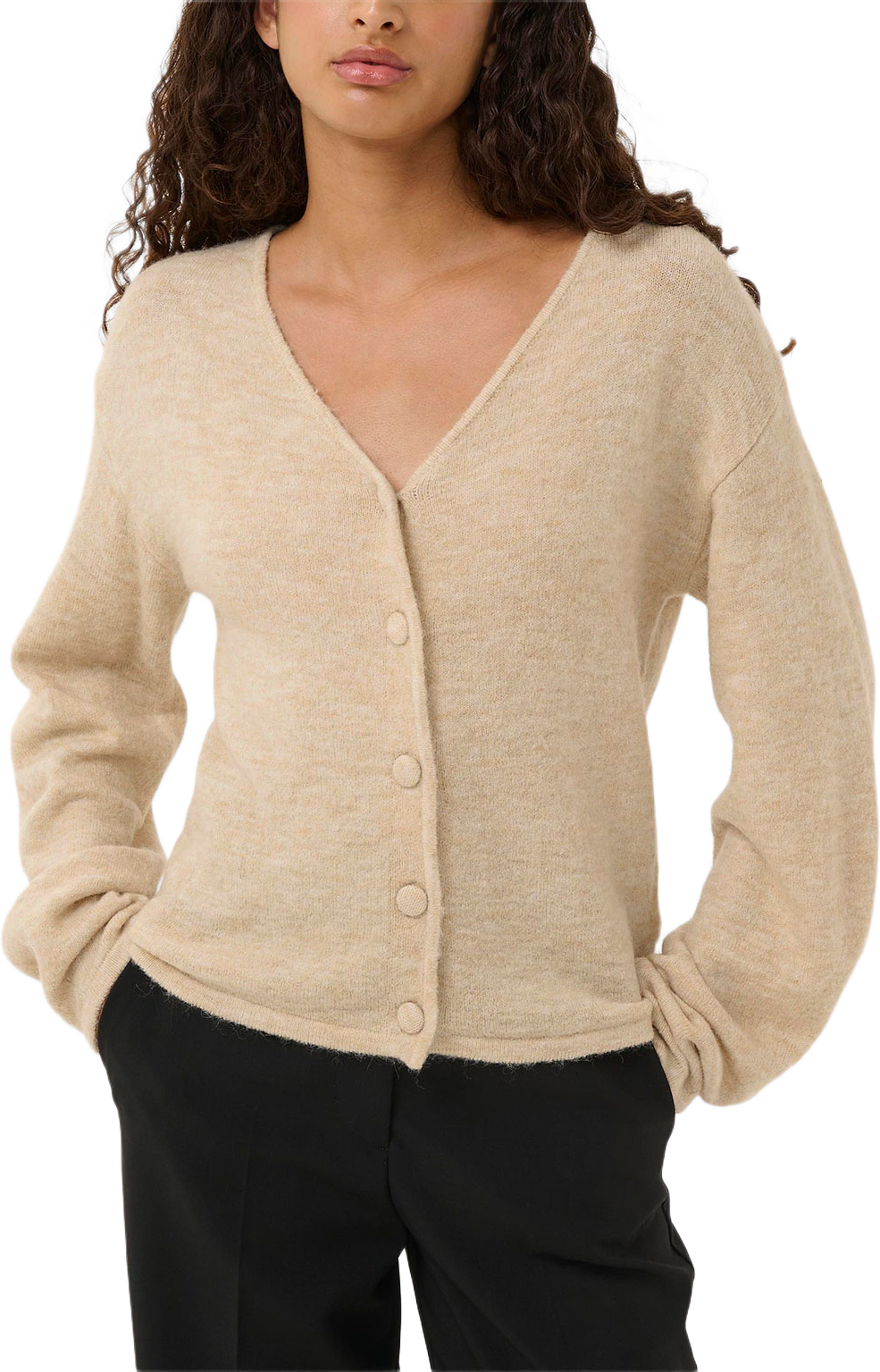 SLHedaya V-Neck Cardigan, från Soaked In Luxury, i färgen Oatmeal. Klicka för att öppna bilden i stort format
