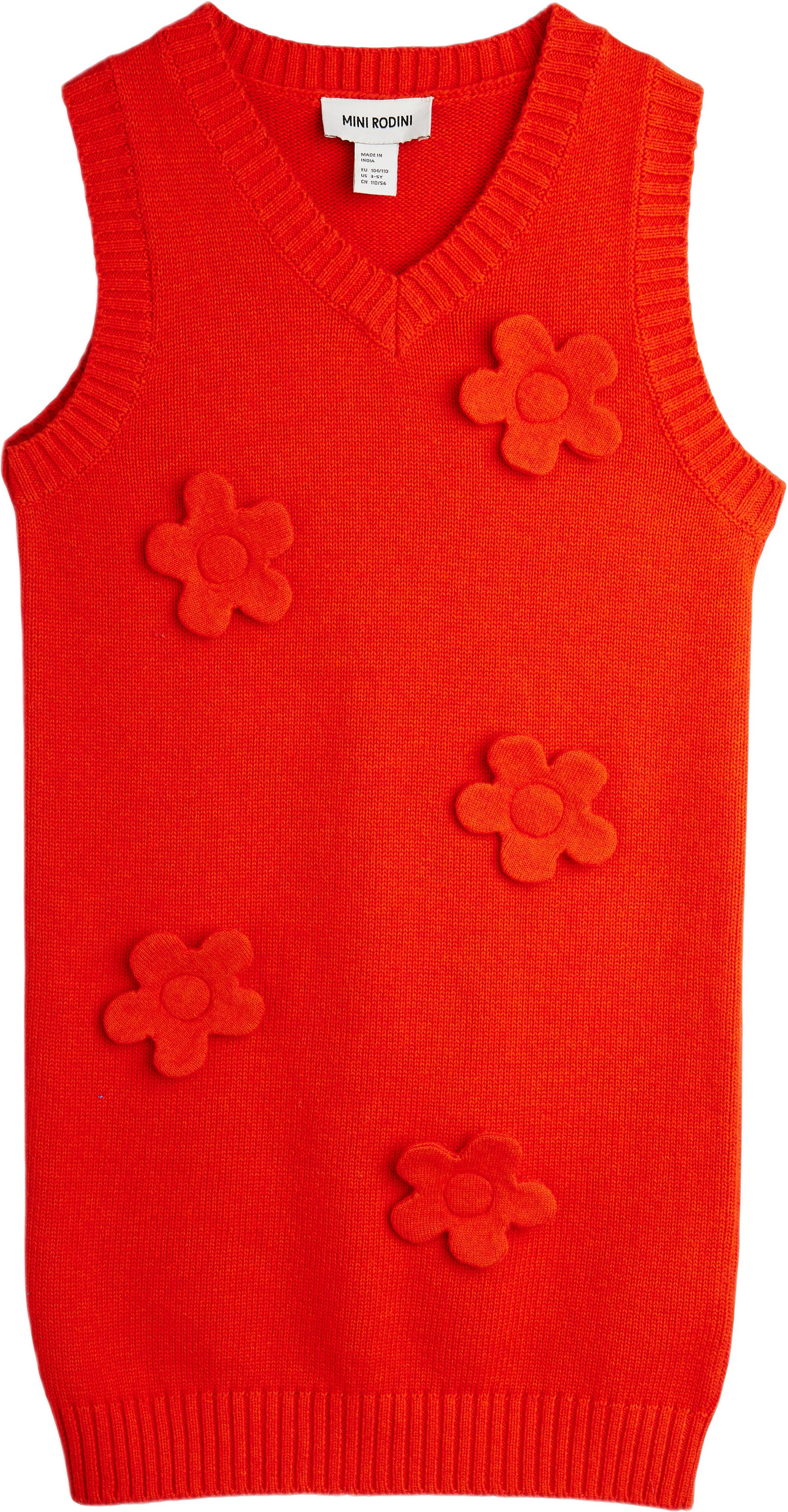 Stickad Flower Västklänning, från Mini Rodini, i färgen Red. Klicka för att öppna bilden i stort format