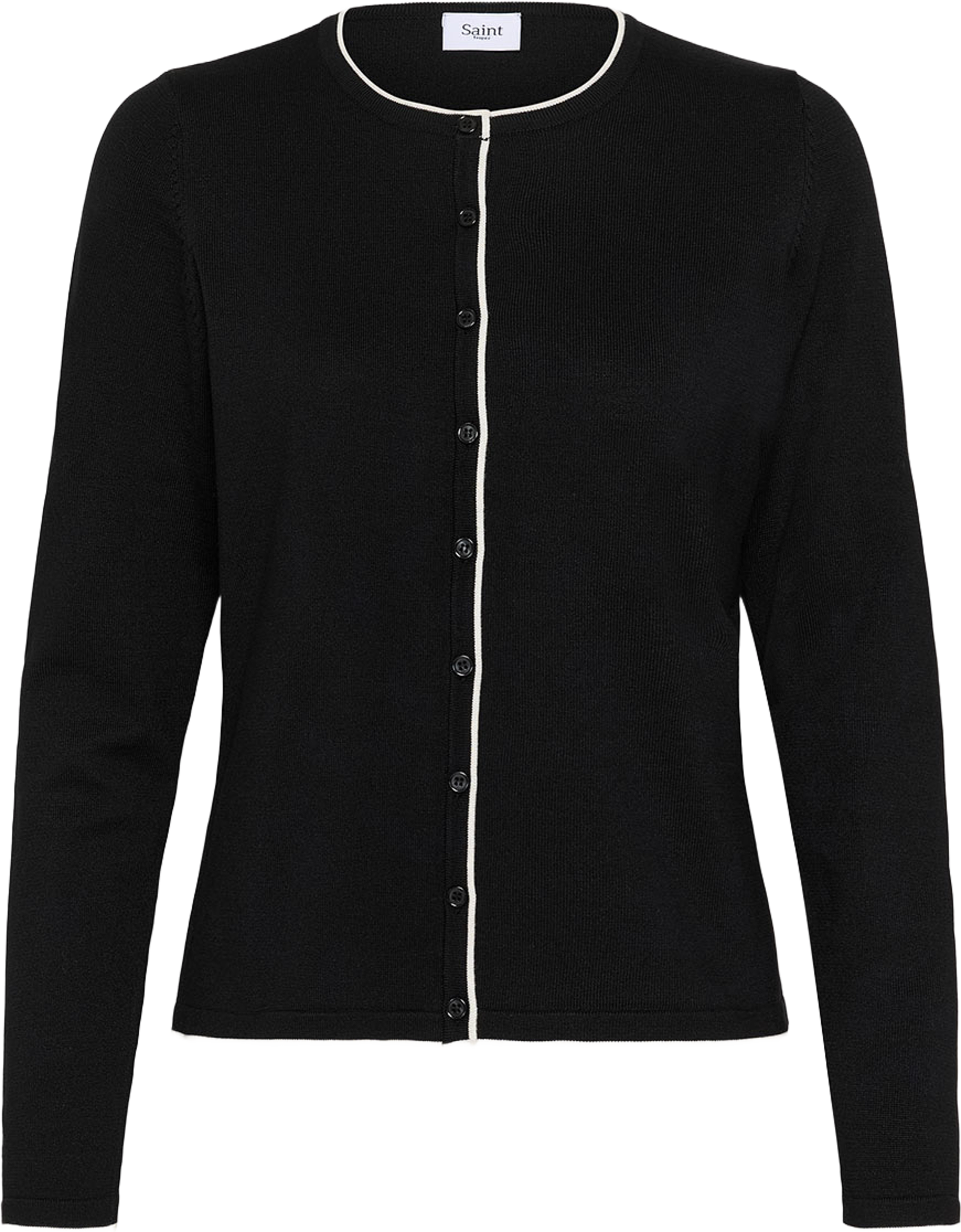 MilaSZ Contrast Stripe Cardigan, från Saint Tropez, i färgen Black Ice Contrast Stripe.