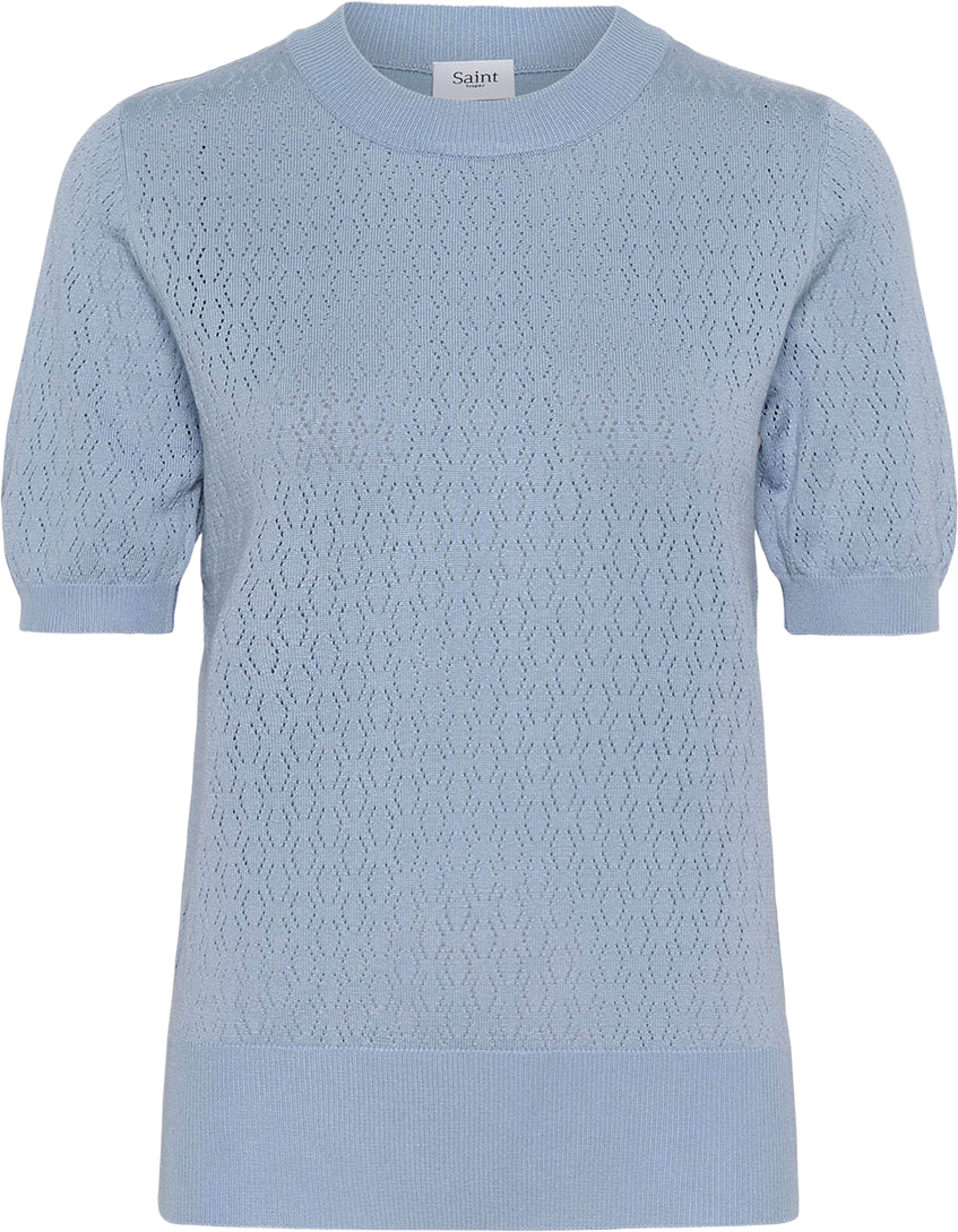 MilaSZ Pointelle Pullover, från Saint Tropez, i färgen Blue Blizzard.