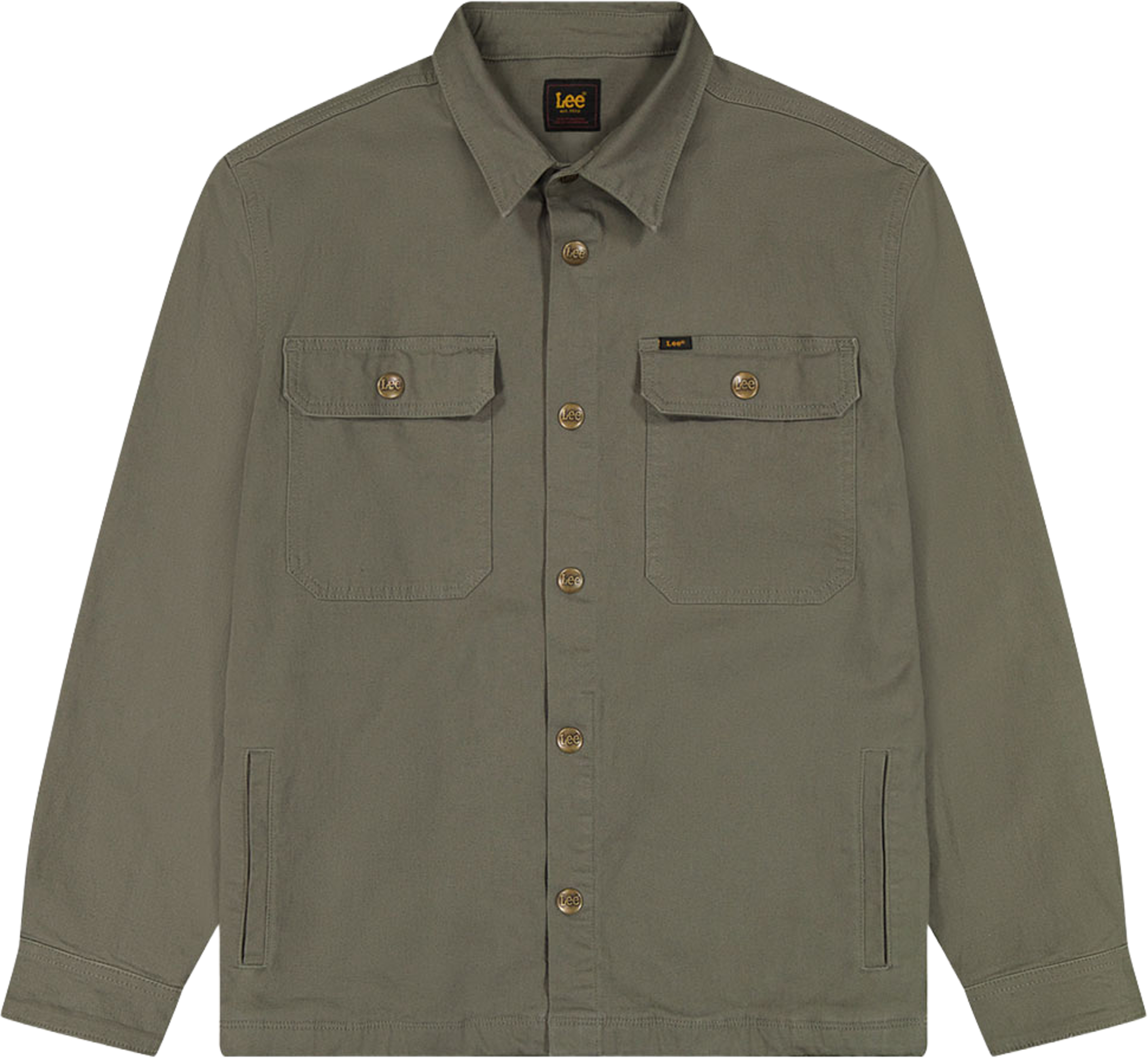 2 Pocket Overshirt, från Lee, i färgen Lichen Olive. Klicka för att öppna bilden i stort format
