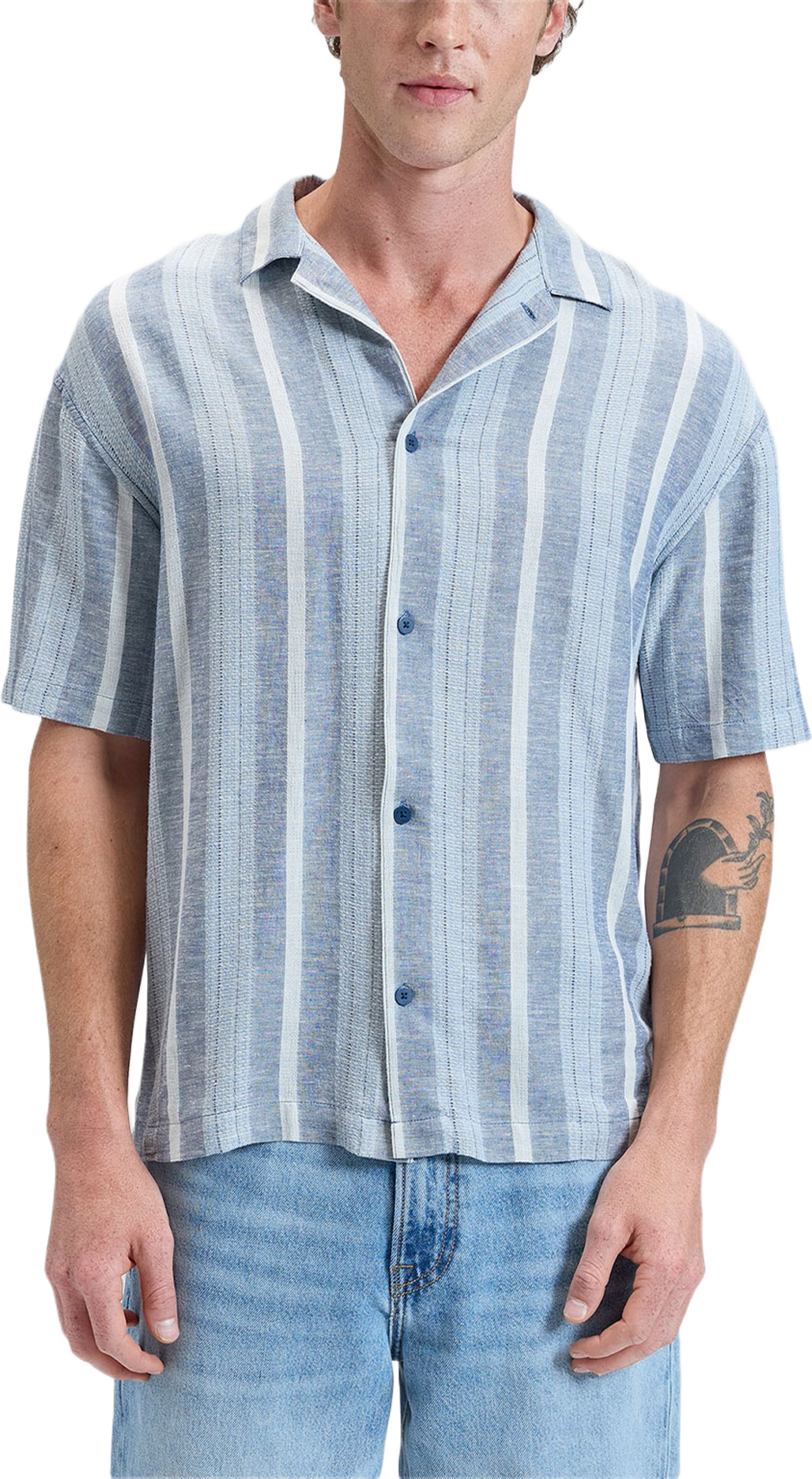 Rlx Resort Shirt, från Lee, i färgen Academy Blue Stripe. Klicka för att öppna bilden i stort format