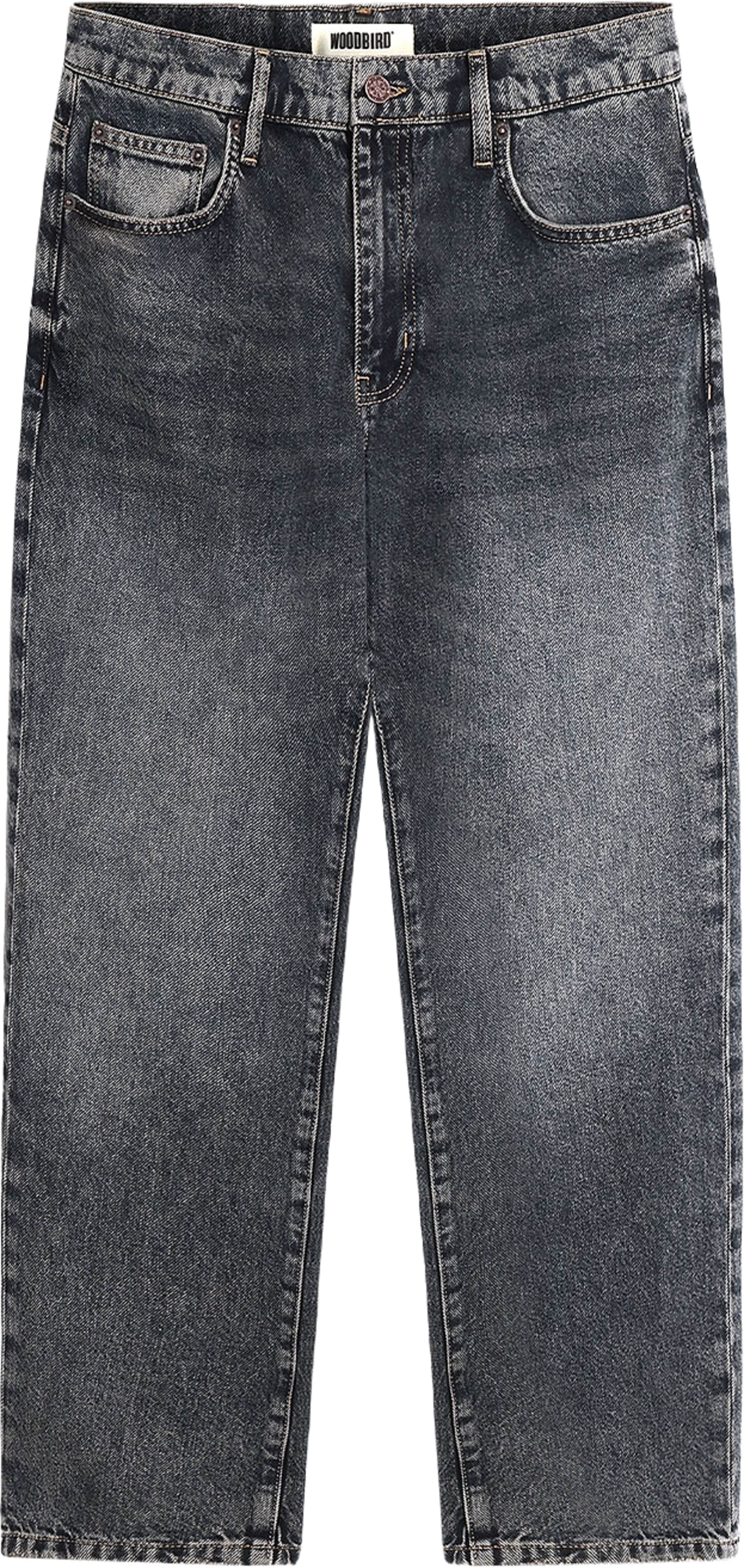 Jay Shadow Jeans, från Woodbird, i färgen Dark Grey. Klicka för att öppna bilden i stort format