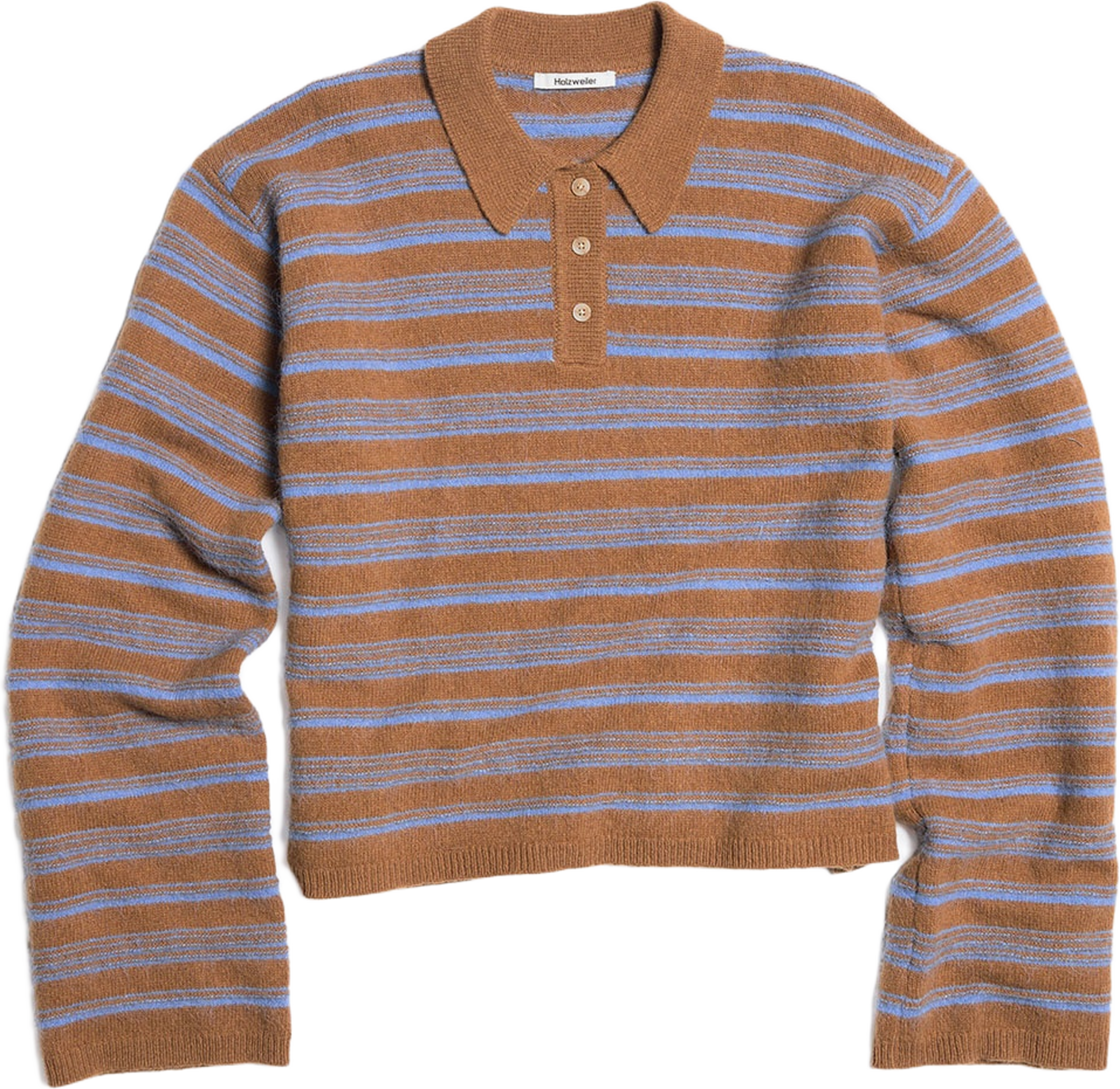 Olivia Wool Polo, från Holzweiler, i färgen Brown Stripe.