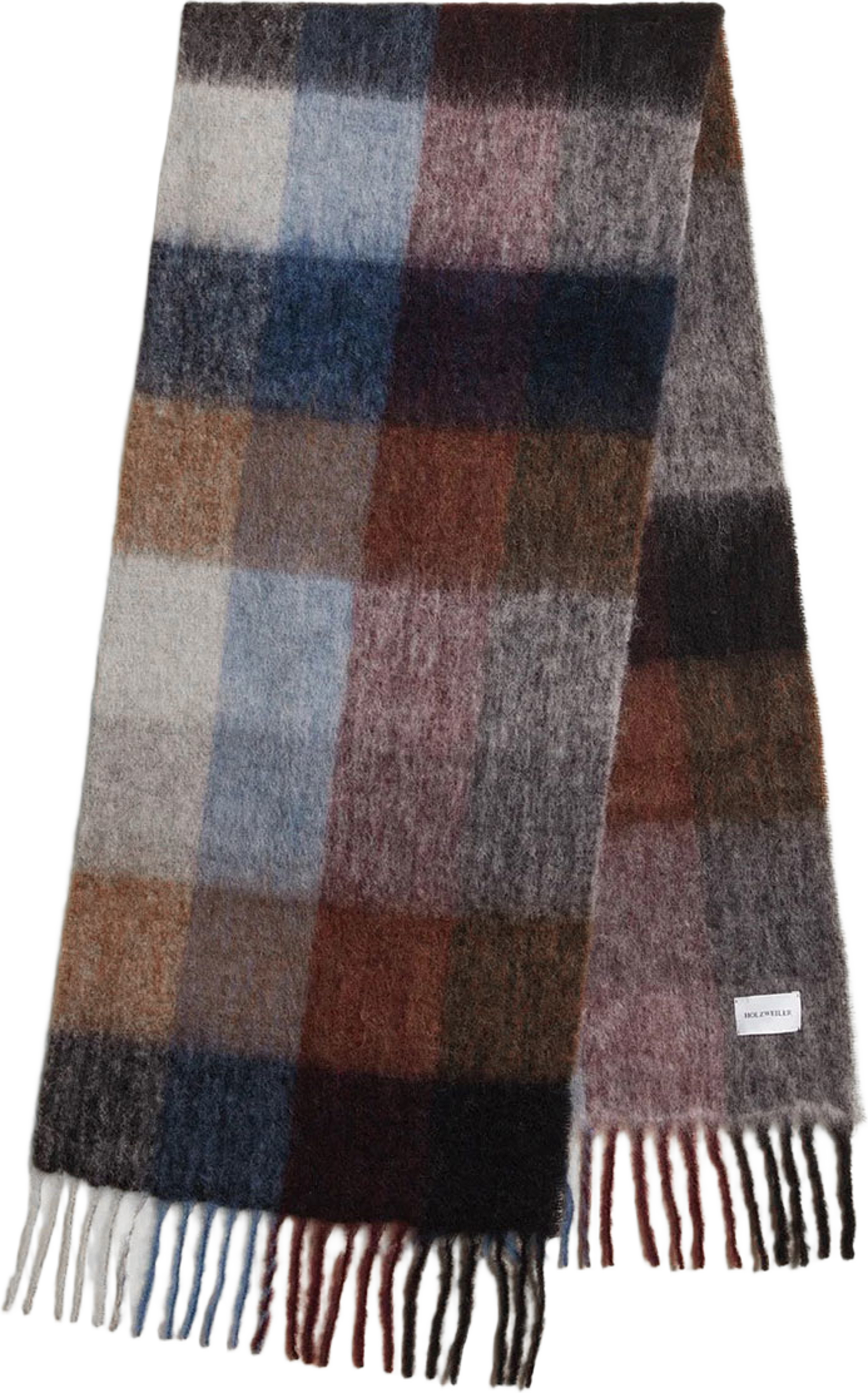 Scarf Fresia Check, från Holzweiler, i färgen Plutonia. Klicka för att öppna bilden i stort format