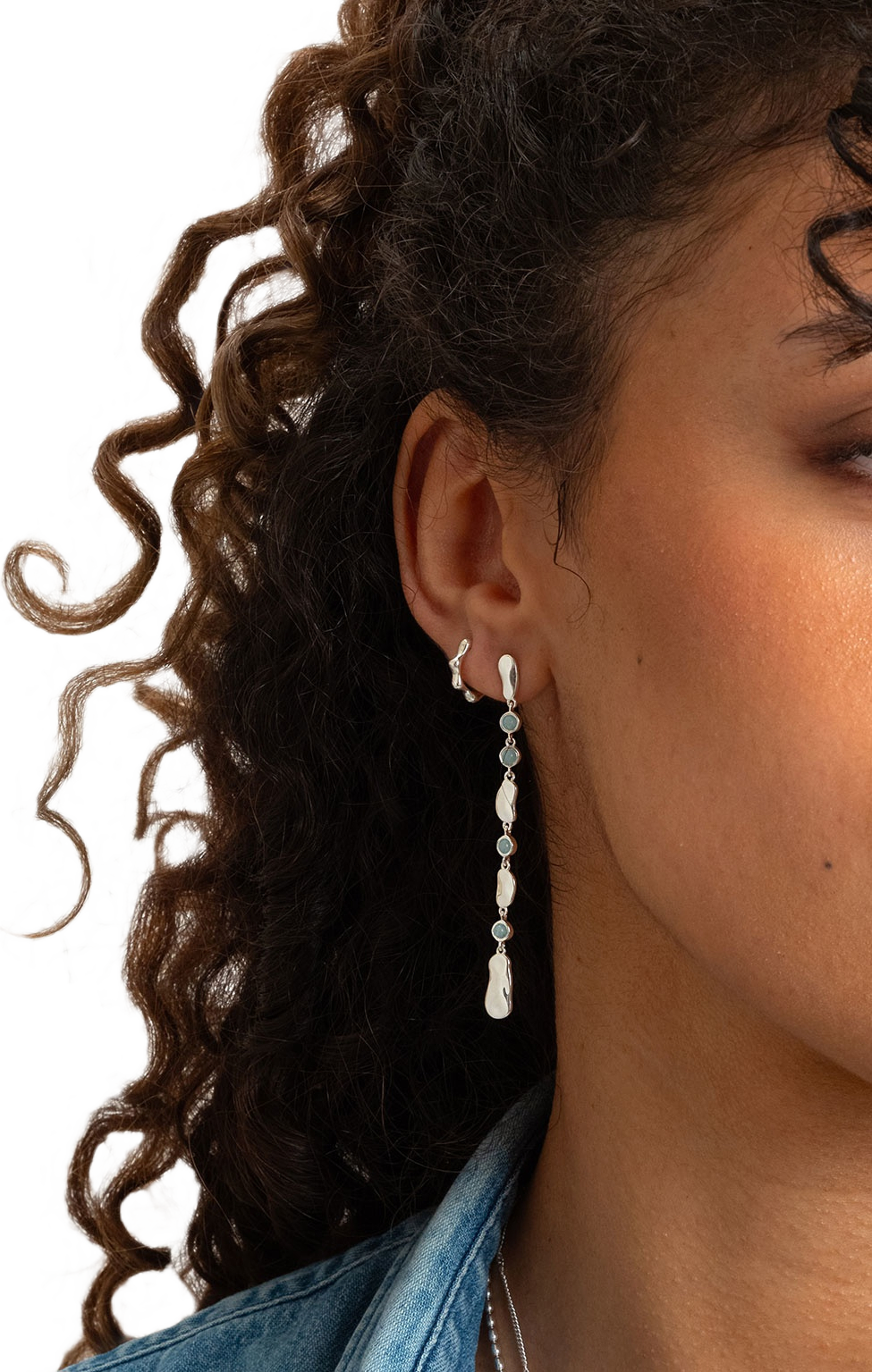 Florentina Long Earrings  Aquamarine