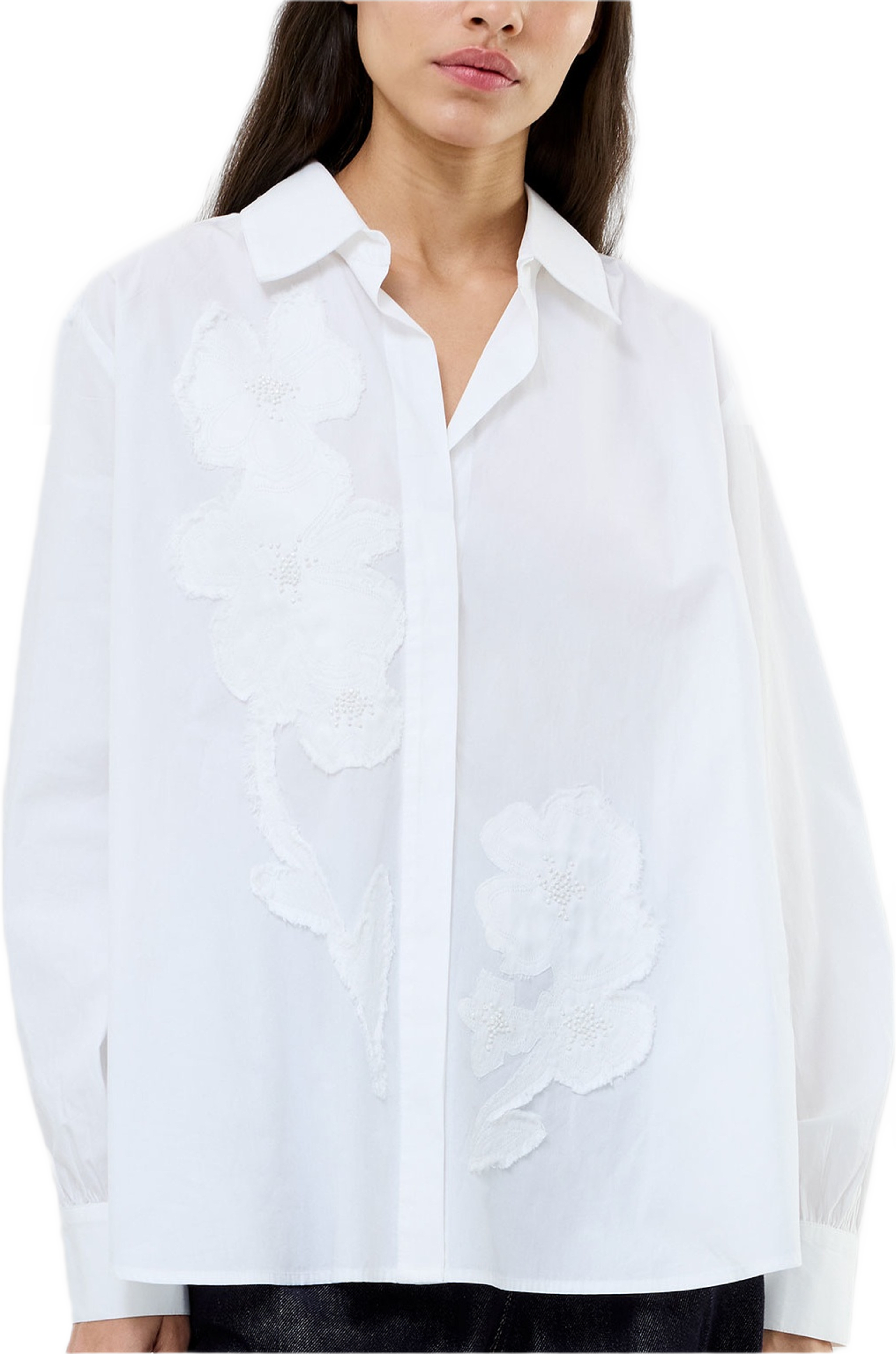 Cambria Cotton Embellished Shi, från French Connection, i färgen Linen White. Klicka för att öppna bilden i stort format