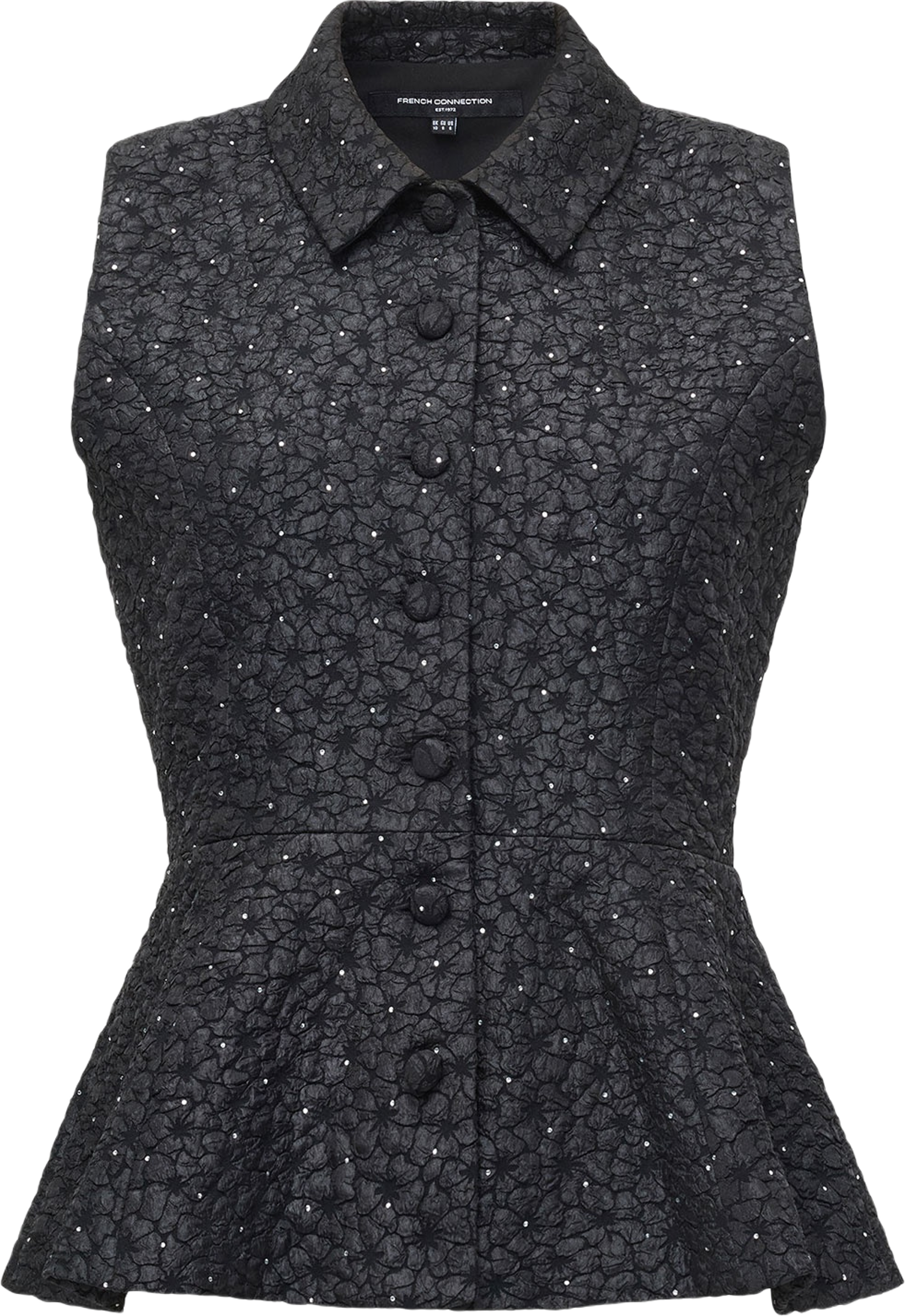 Yelena Jacquard Waistcoat Top, från French Connection, i färgen Black. Klicka för att öppna bilden i stort format