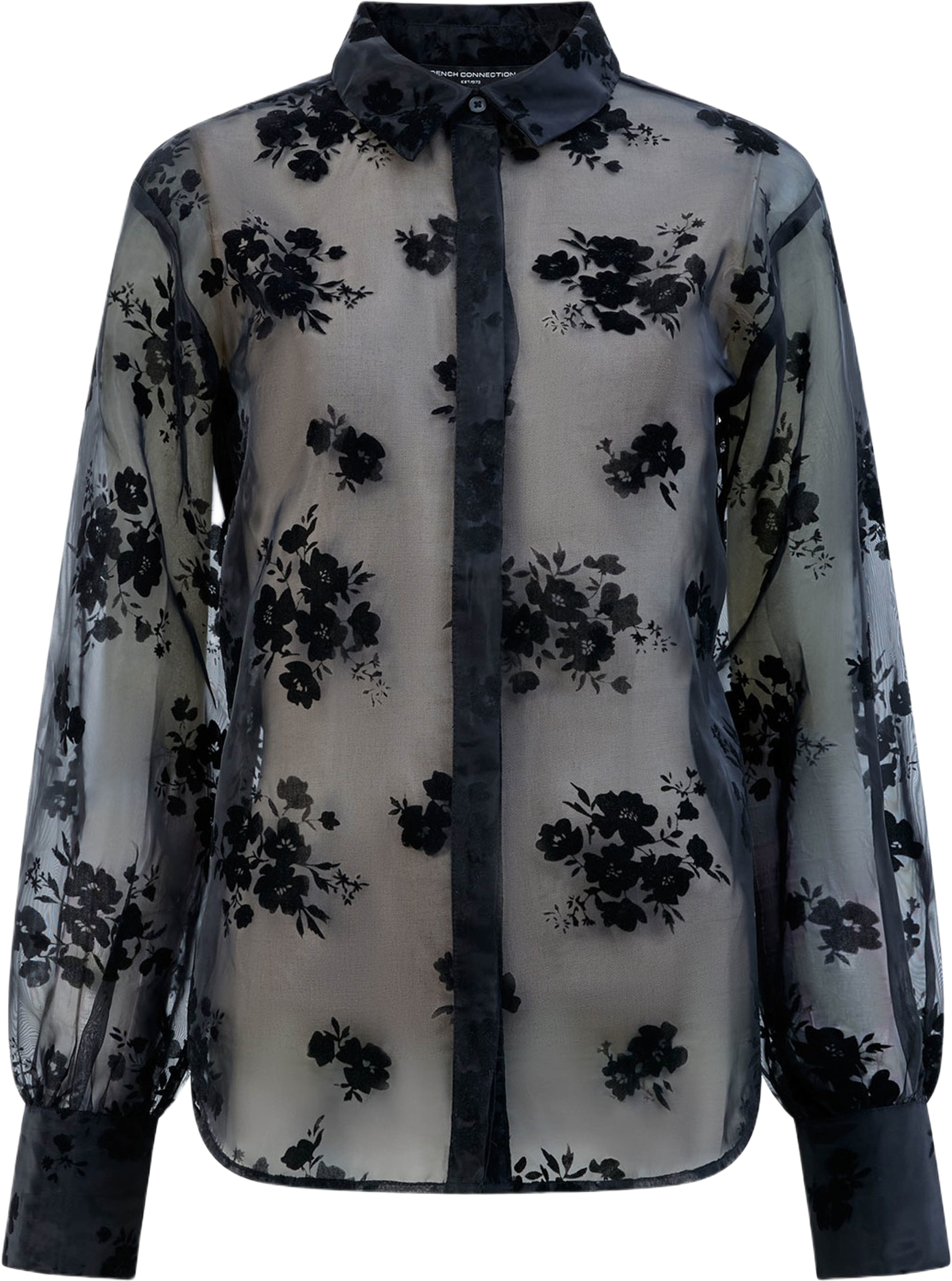 Mika Flocked Organza Shirt, från French Connection, i färgen Black. Klicka för att öppna bilden i stort format