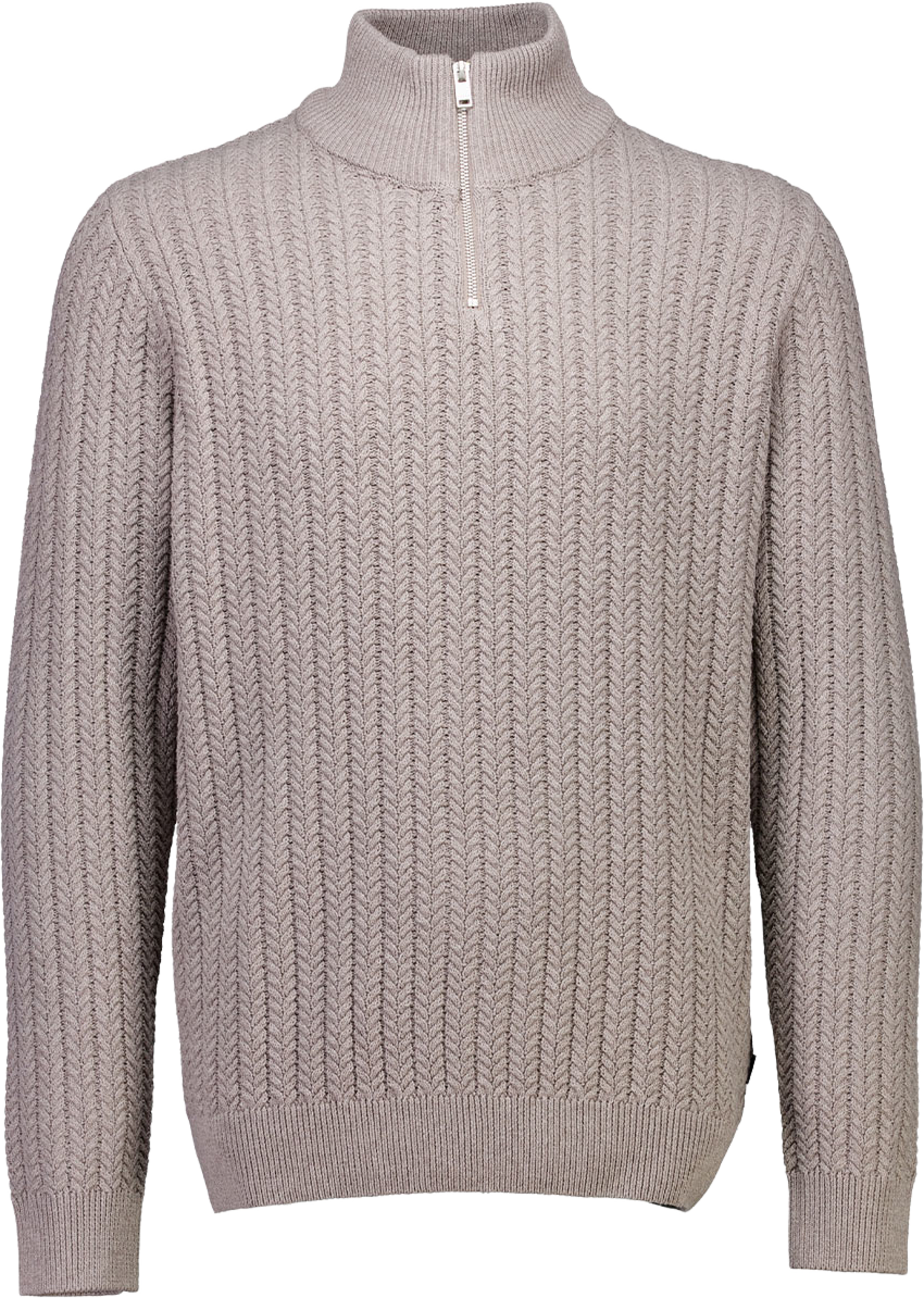 Lindbergh Recycle cabel knit half zip Knit, från Lindbergh, i färgen Dk Sand. Klicka för att öppna bilden i stort format