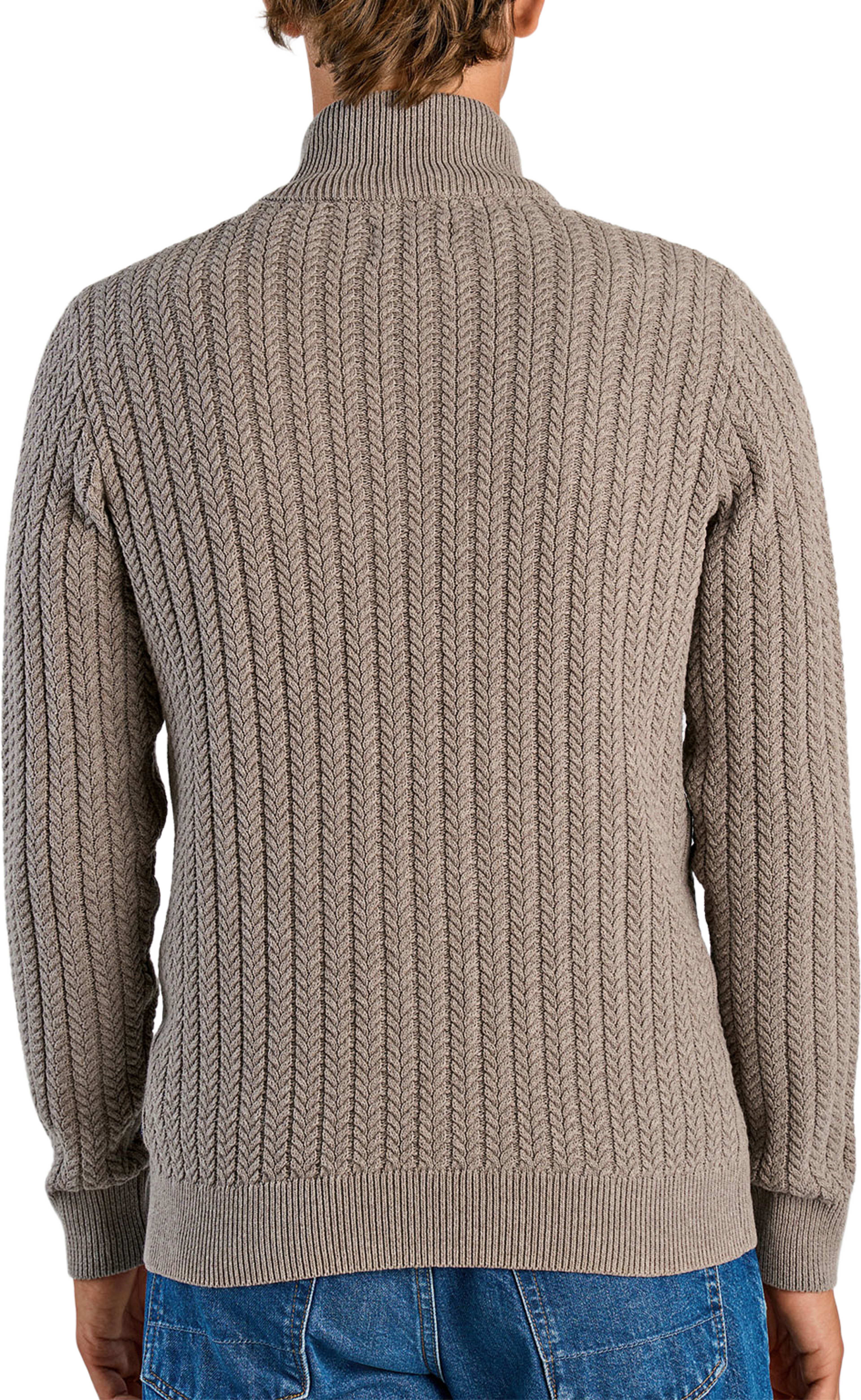 Lindbergh Recycle cabel knit half zip Knit, från Lindbergh, i färgen Dk Sand. Klicka för att öppna bilden i stort format