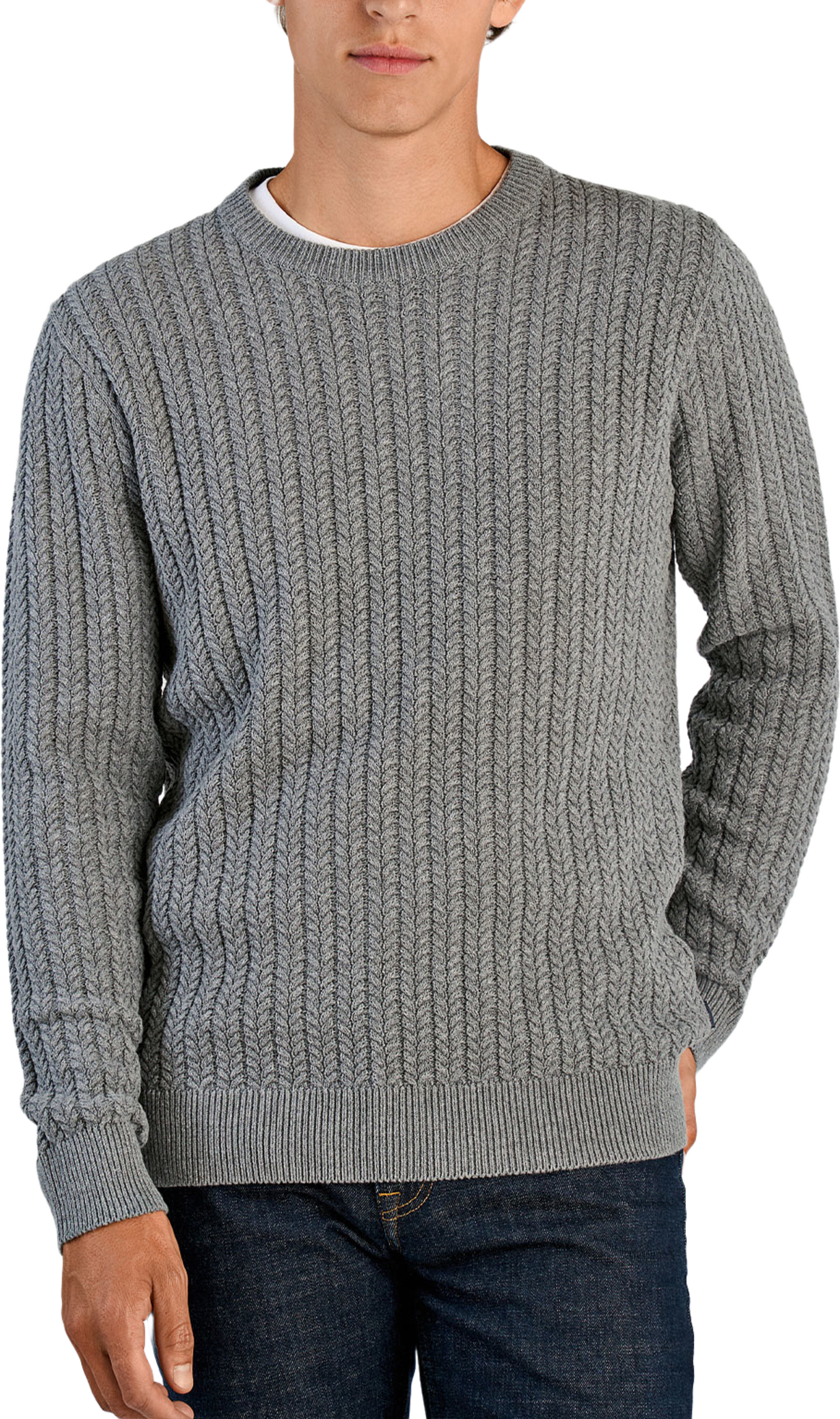 Lindbergh Recycle Cabel jumper Knit, från Lindbergh, i färgen Dk Grey. Klicka för att öppna bilden i stort format