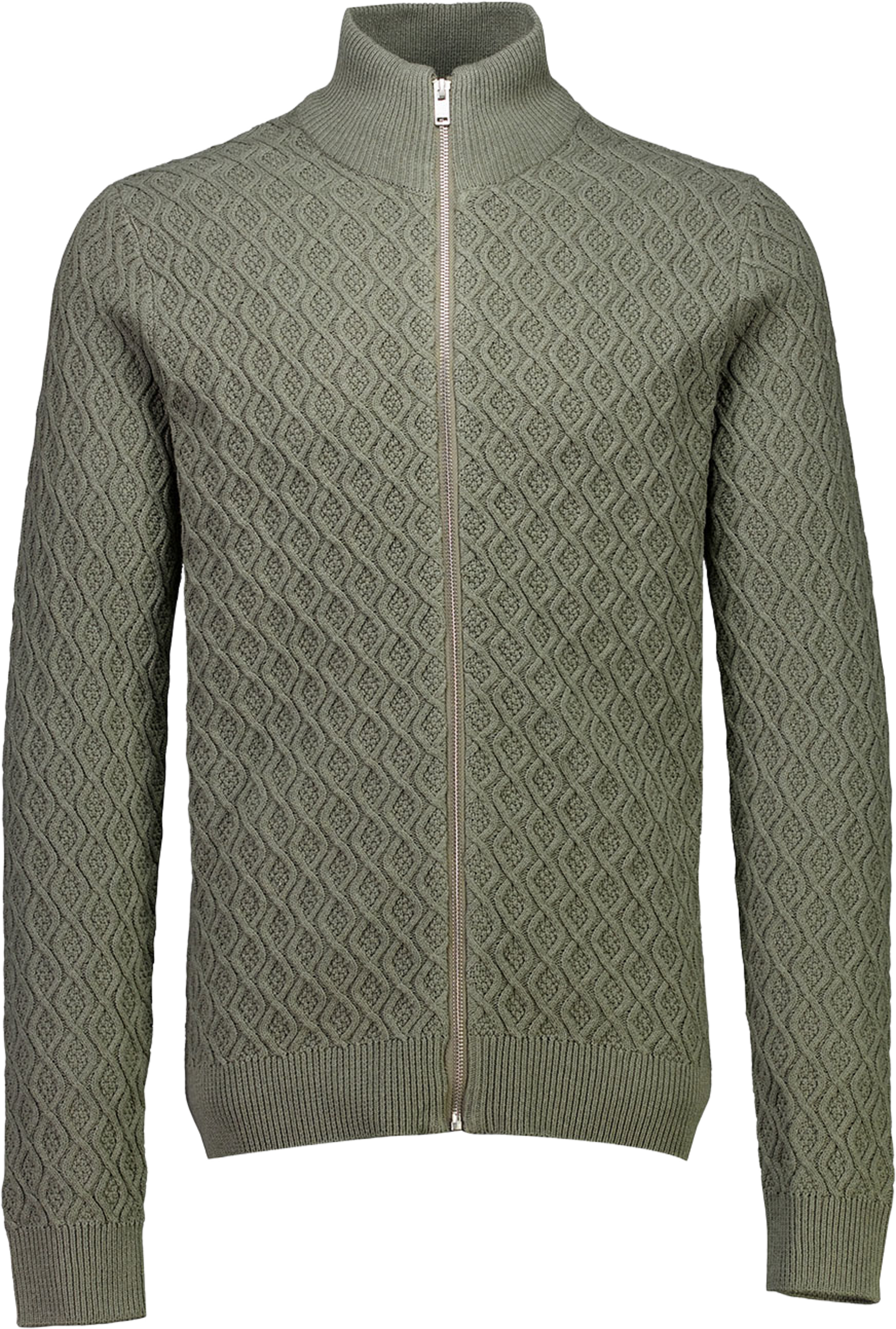 Lindbergh Recycle structure full zip Knit, från Lindbergh, i färgen Army. Klicka för att öppna bilden i stort format
