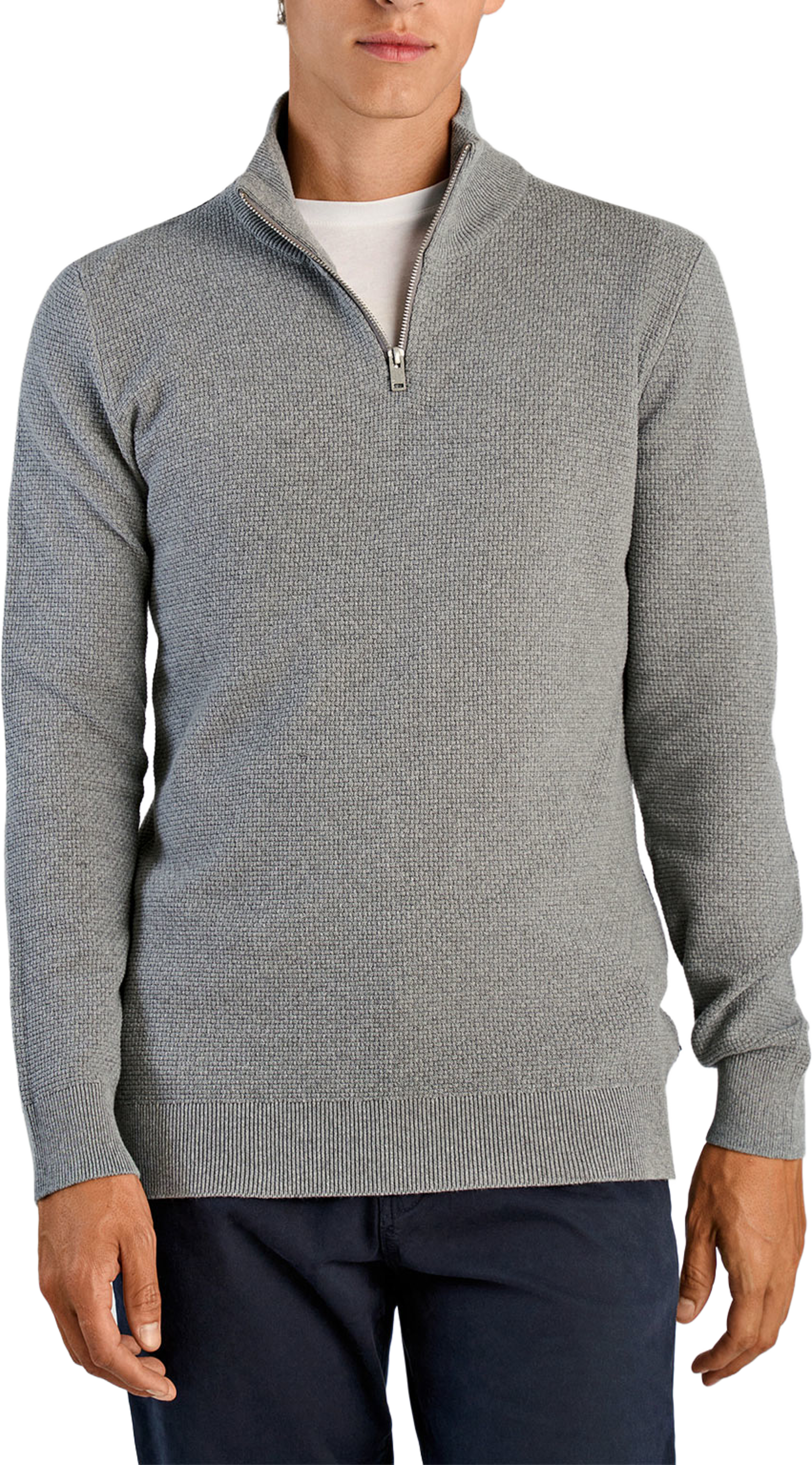Lindbergh Recycle structure half zip Knit, från Lindbergh, i färgen Dk Grey. Klicka för att öppna bilden i stort format