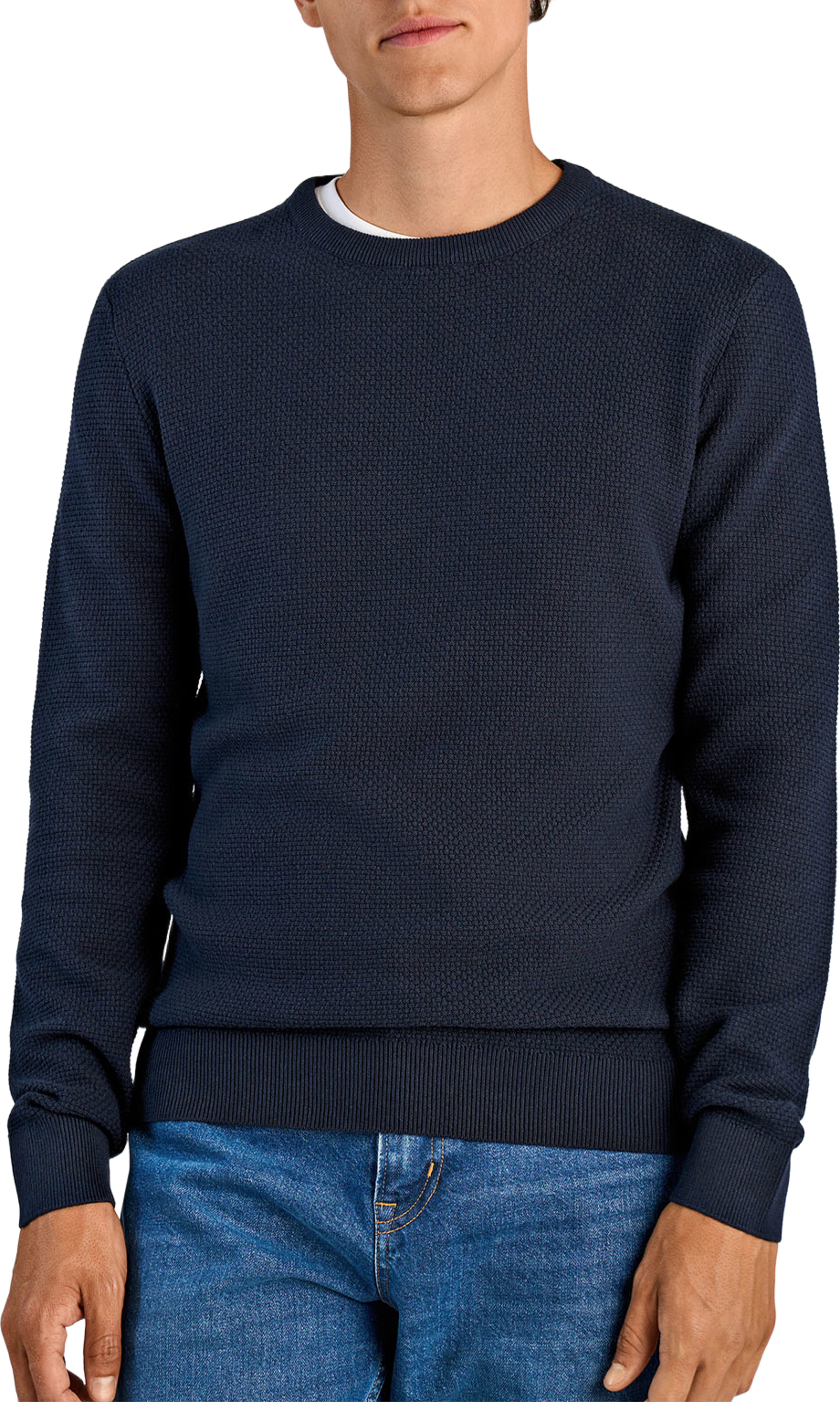Lindbergh Recycle structure knit jumper Knit, från Lindbergh, i färgen Navy. Klicka för att öppna bilden i stort format