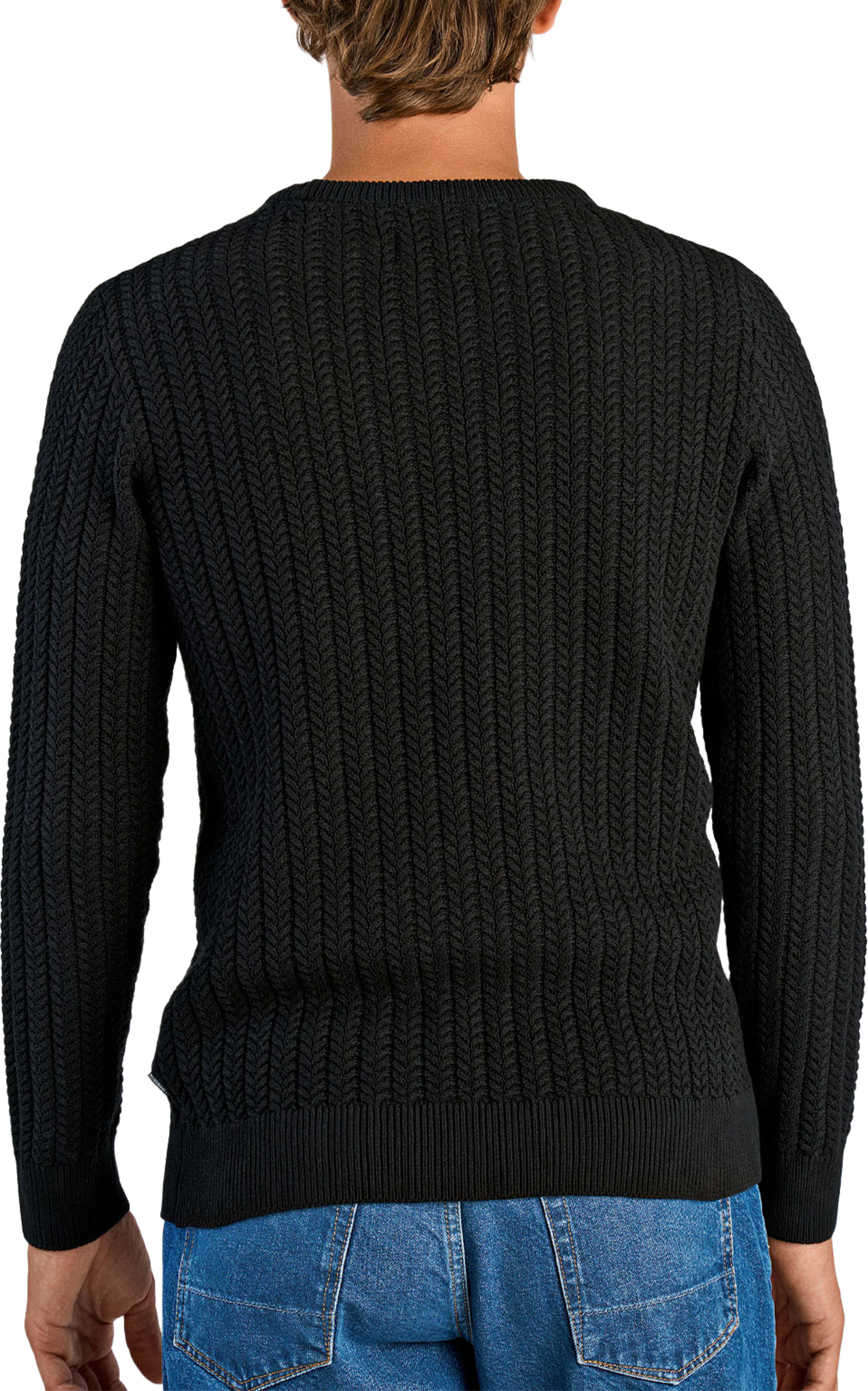 Lindbergh Recycle Cabel jumper Knit, från Lindbergh, i färgen Black. Klicka för att öppna bilden i stort format