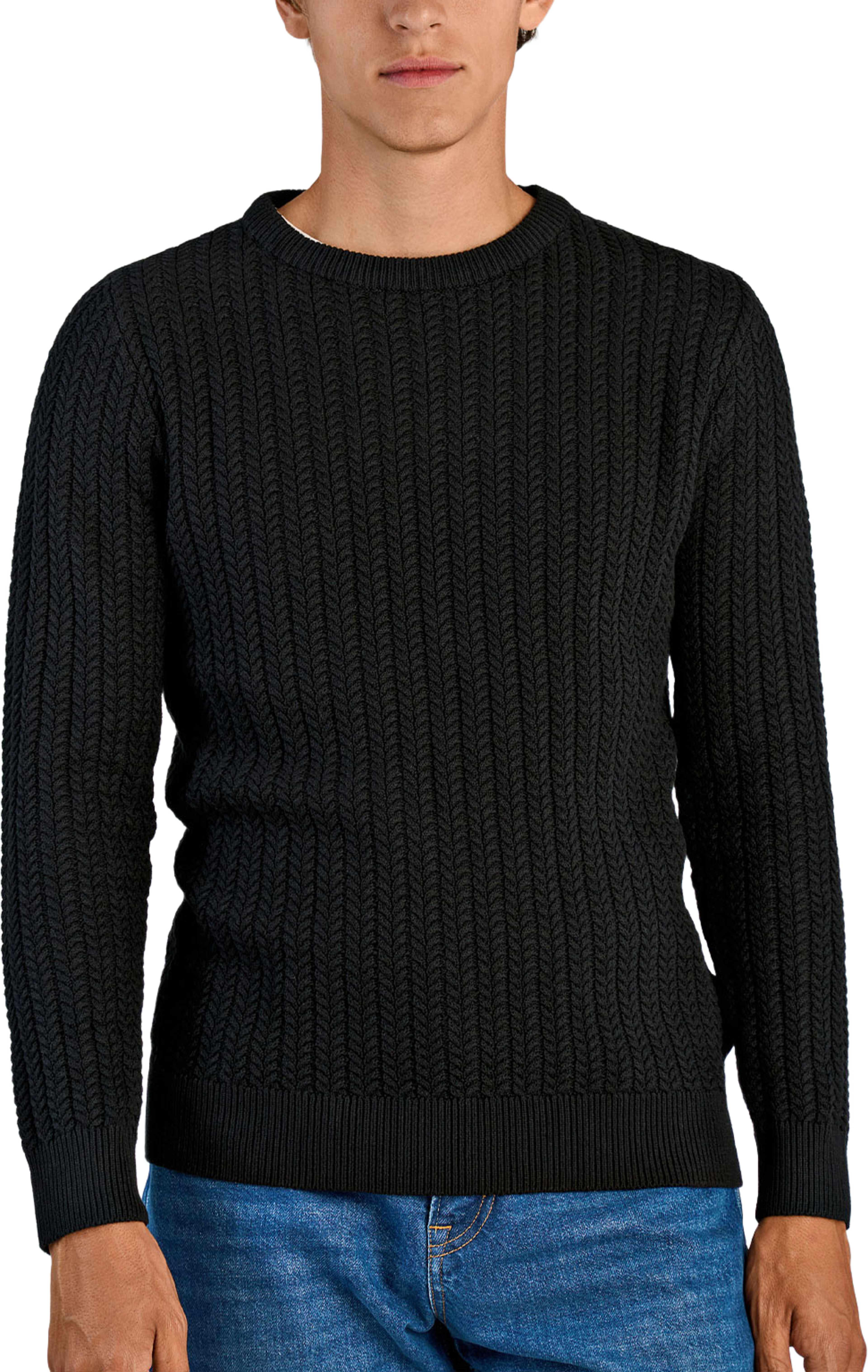 Lindbergh Recycle Cabel jumper Knit, från Lindbergh, i färgen Black. Klicka för att öppna bilden i stort format