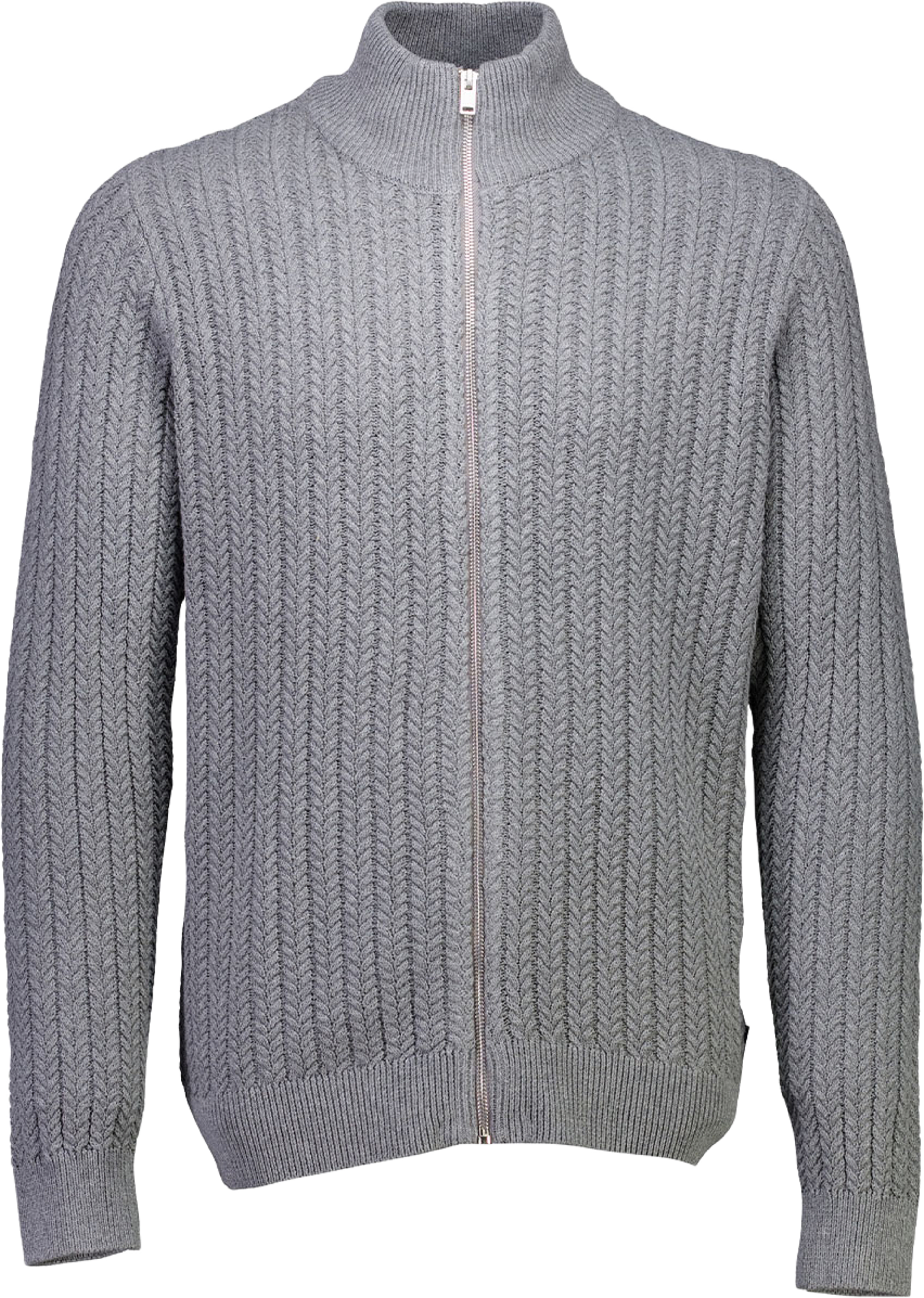 Lindbergh Recycle cabel knit zip cardigan Knit, från Lindbergh, i färgen Dk Grey. Klicka för att öppna bilden i stort format