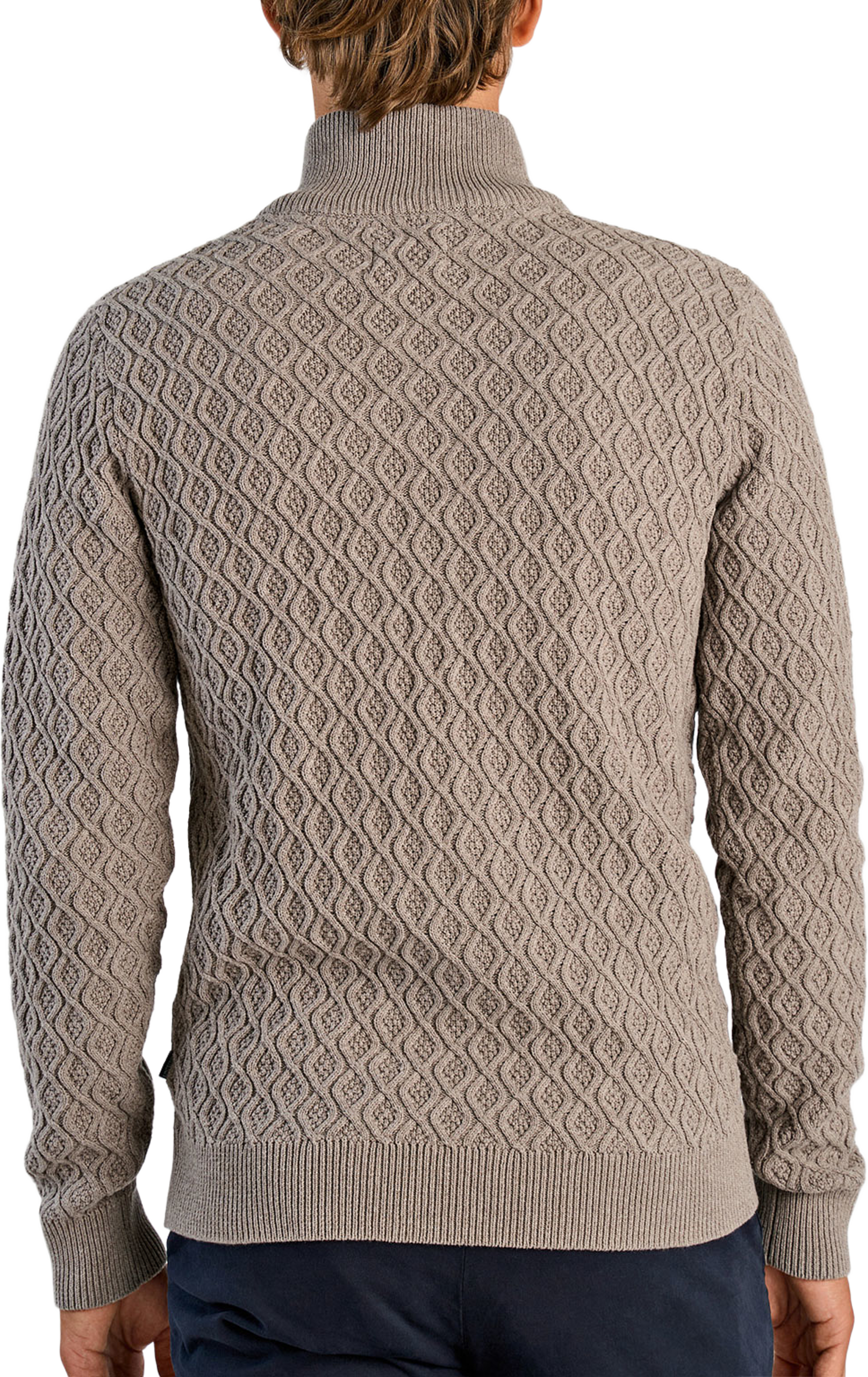 Lindbergh Recycle structure full zip Knit, från Lindbergh, i färgen Dk Sand. Klicka för att öppna bilden i stort format