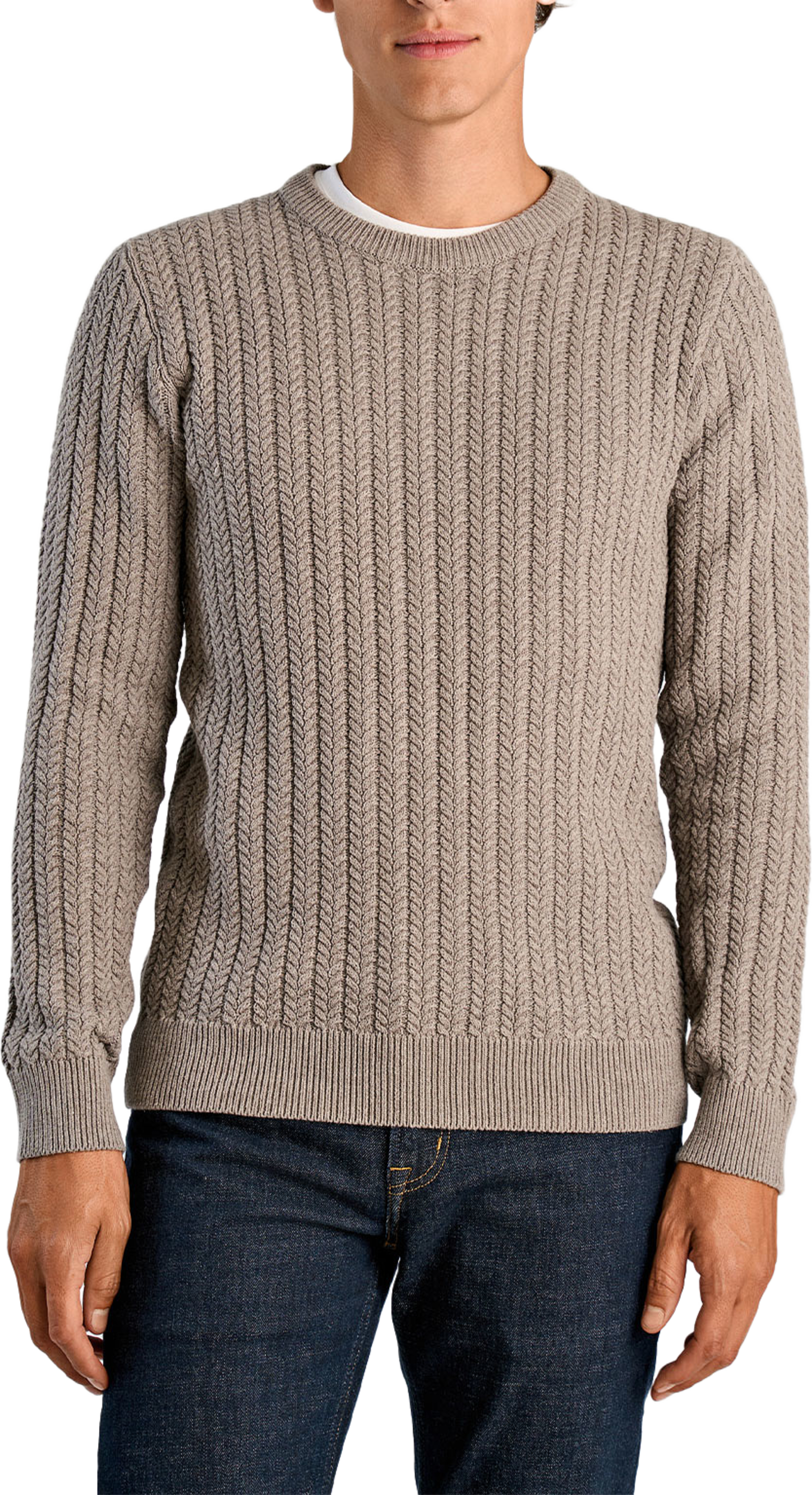 Lindbergh Recycle Cabel jumper Knit, från Lindbergh, i färgen Dk Sand. Klicka för att öppna bilden i stort format