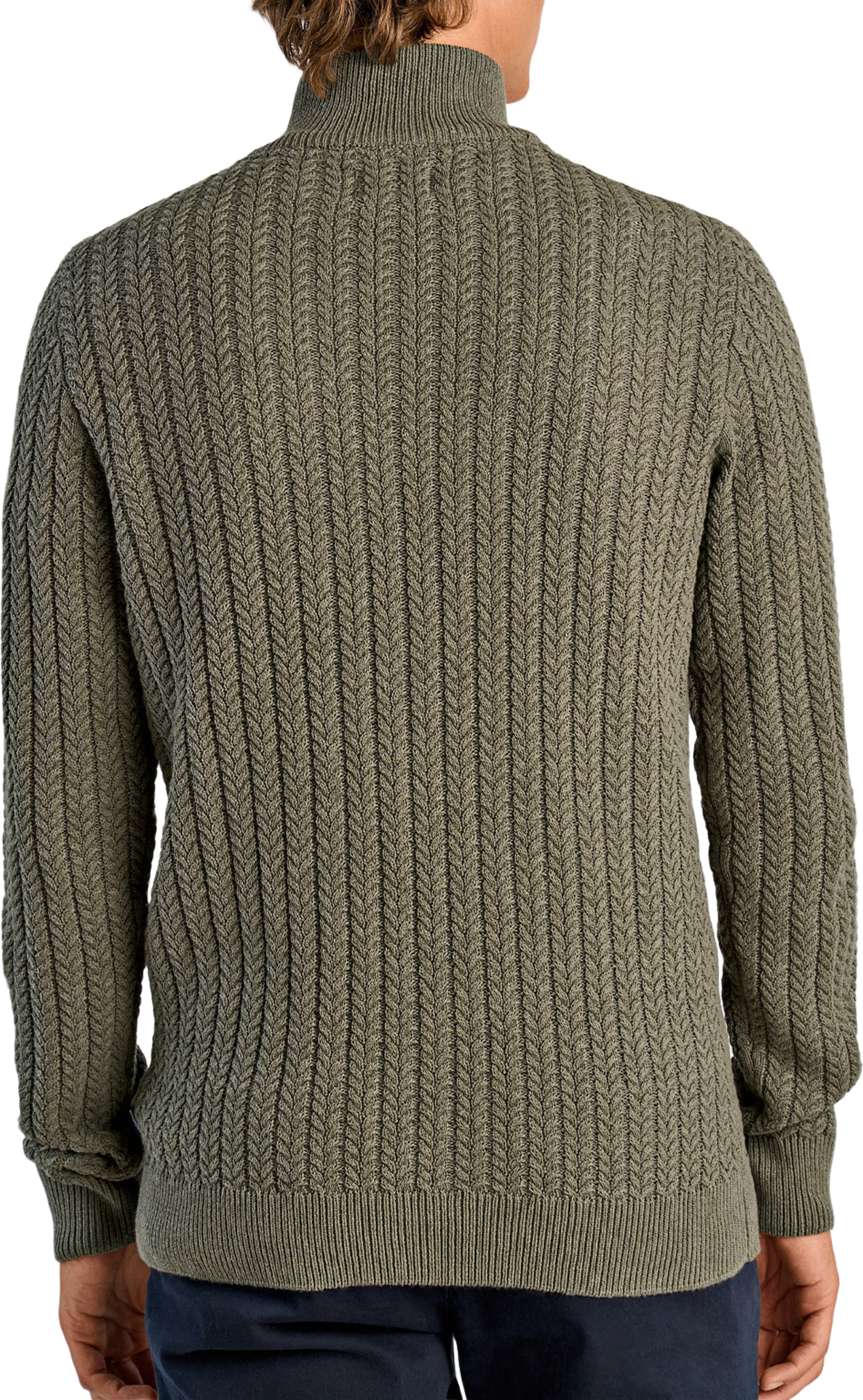 Lindbergh Recycle cabel knit half zip Knit, från Lindbergh, i färgen Army. Klicka för att öppna bilden i stort format