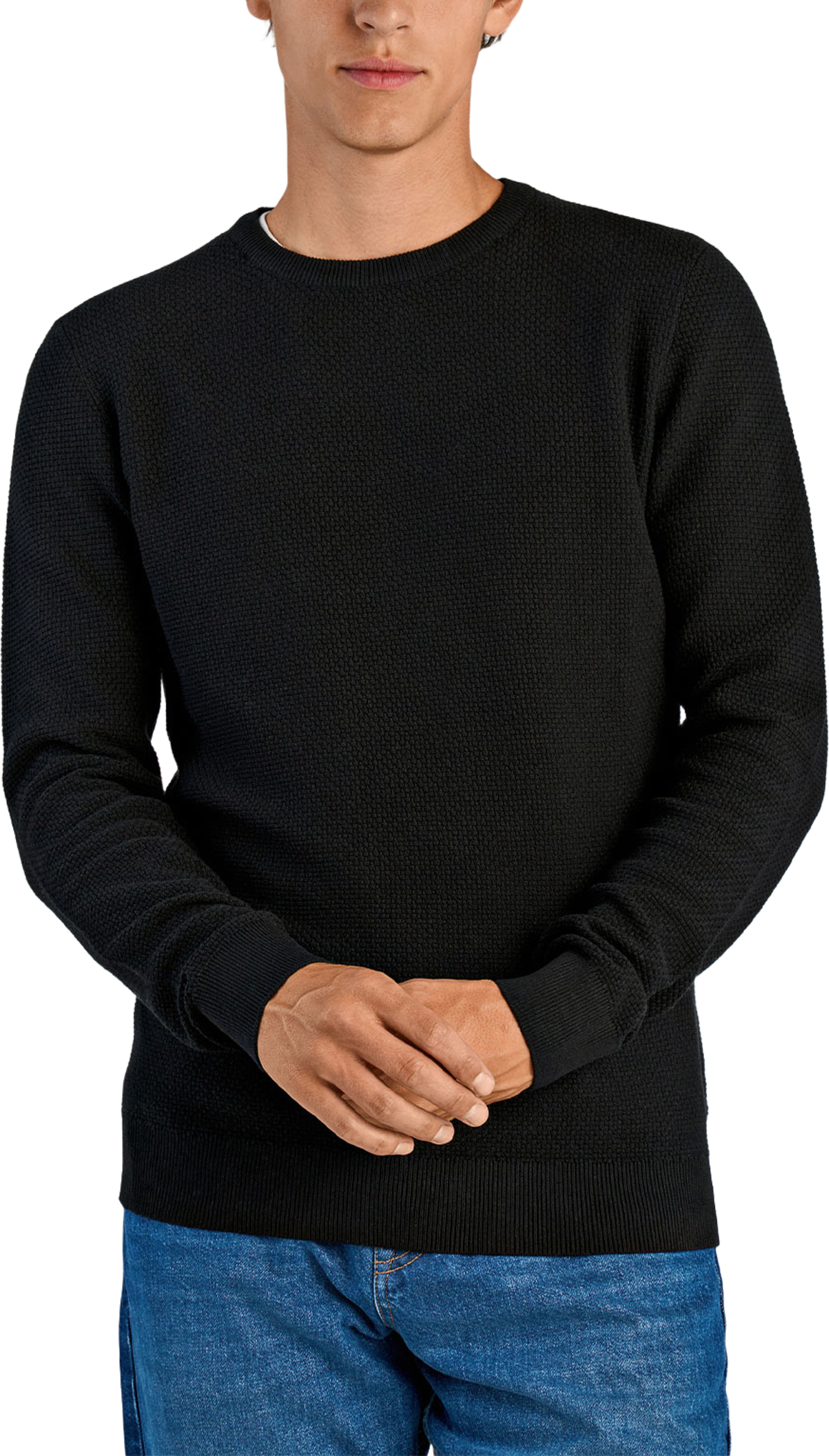 Lindbergh Recycle structure knit jumper Knit, från Lindbergh, i färgen Black. Klicka för att öppna bilden i stort format