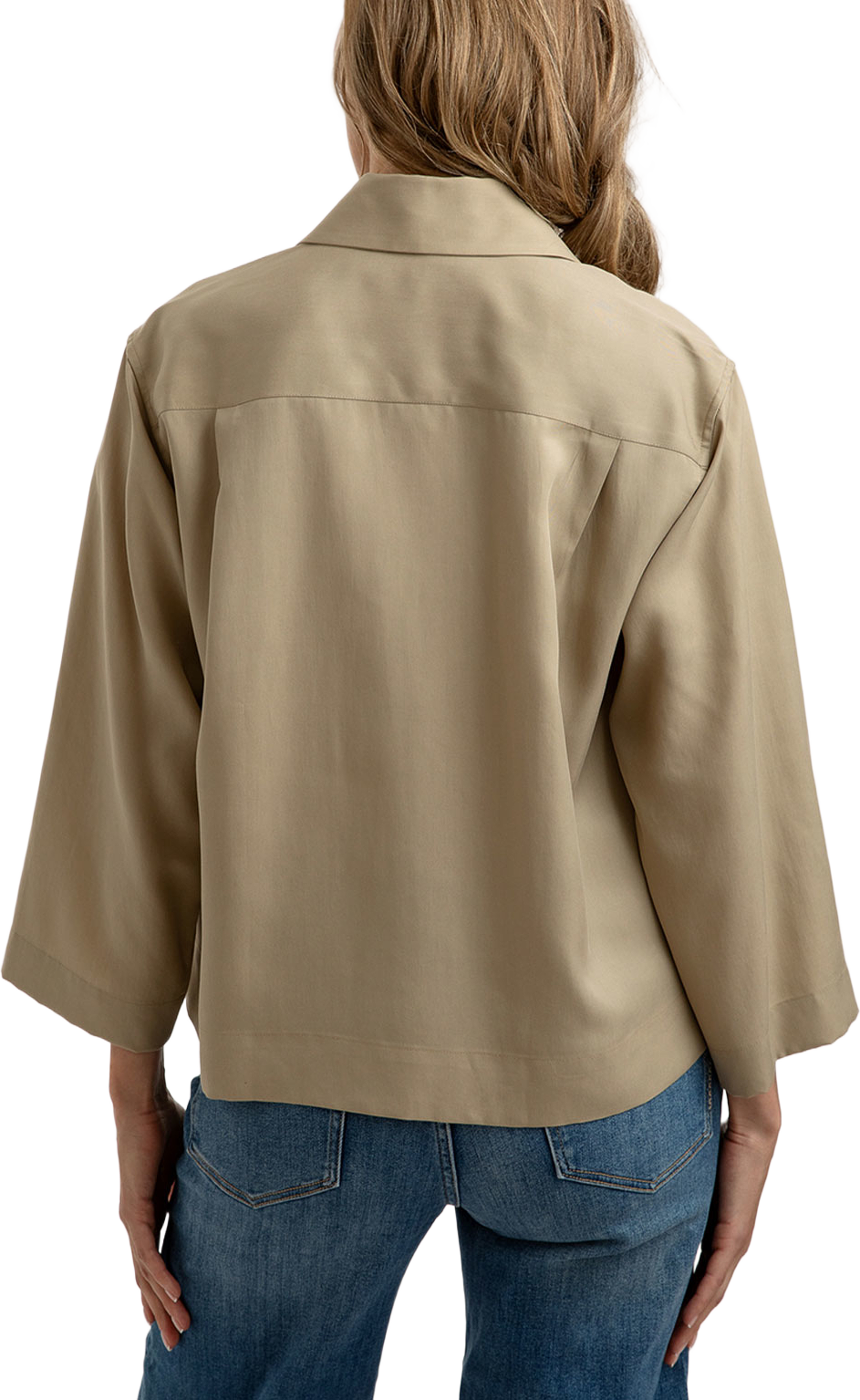 Blus Melina Soft Tencel, från The Shirt Factory, i färgen Taupe. Klicka för att öppna bilden i stort format