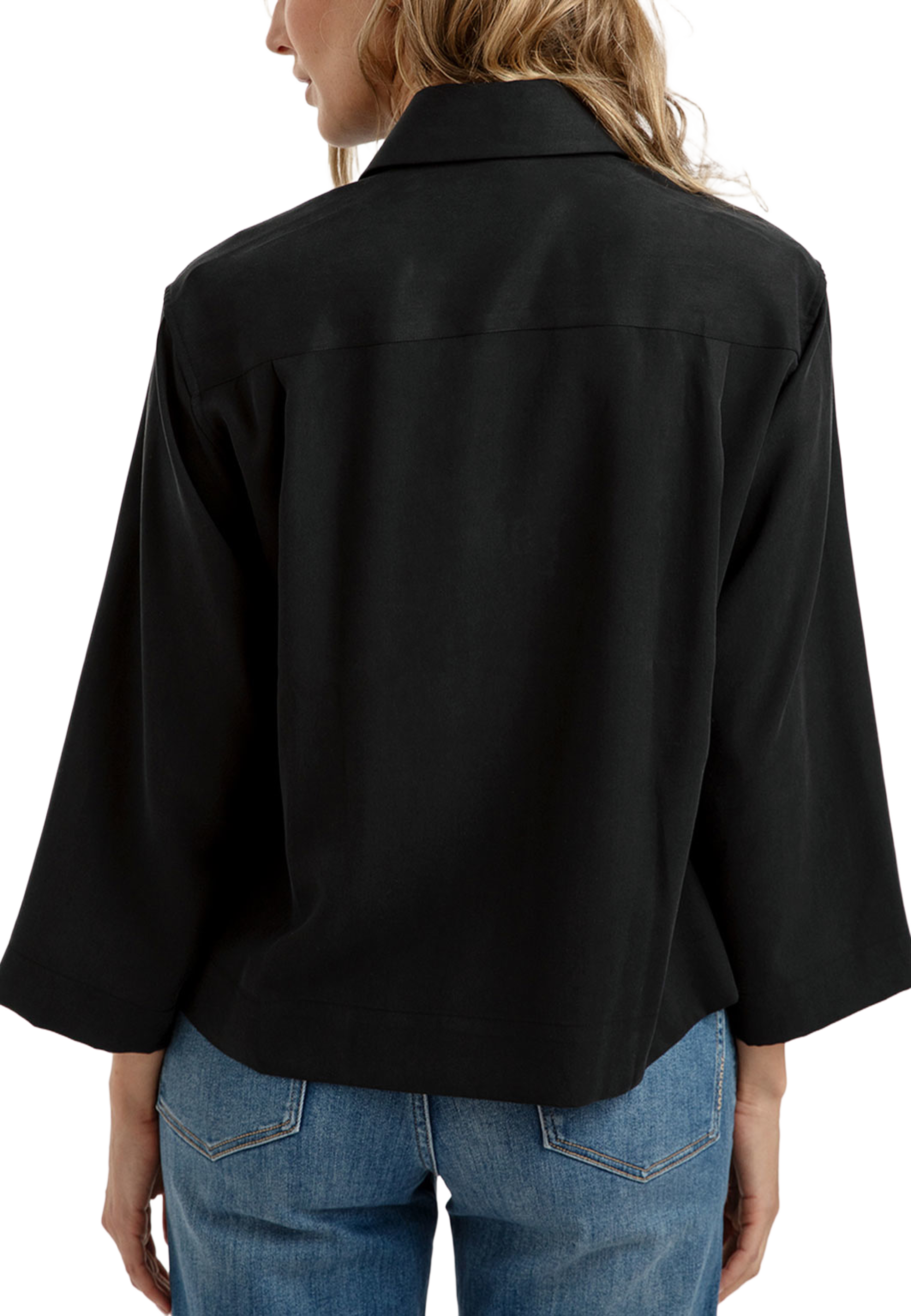 Blus Melina Soft Tencel, från The Shirt Factory, i färgen Black. Klicka för att öppna bilden i stort format