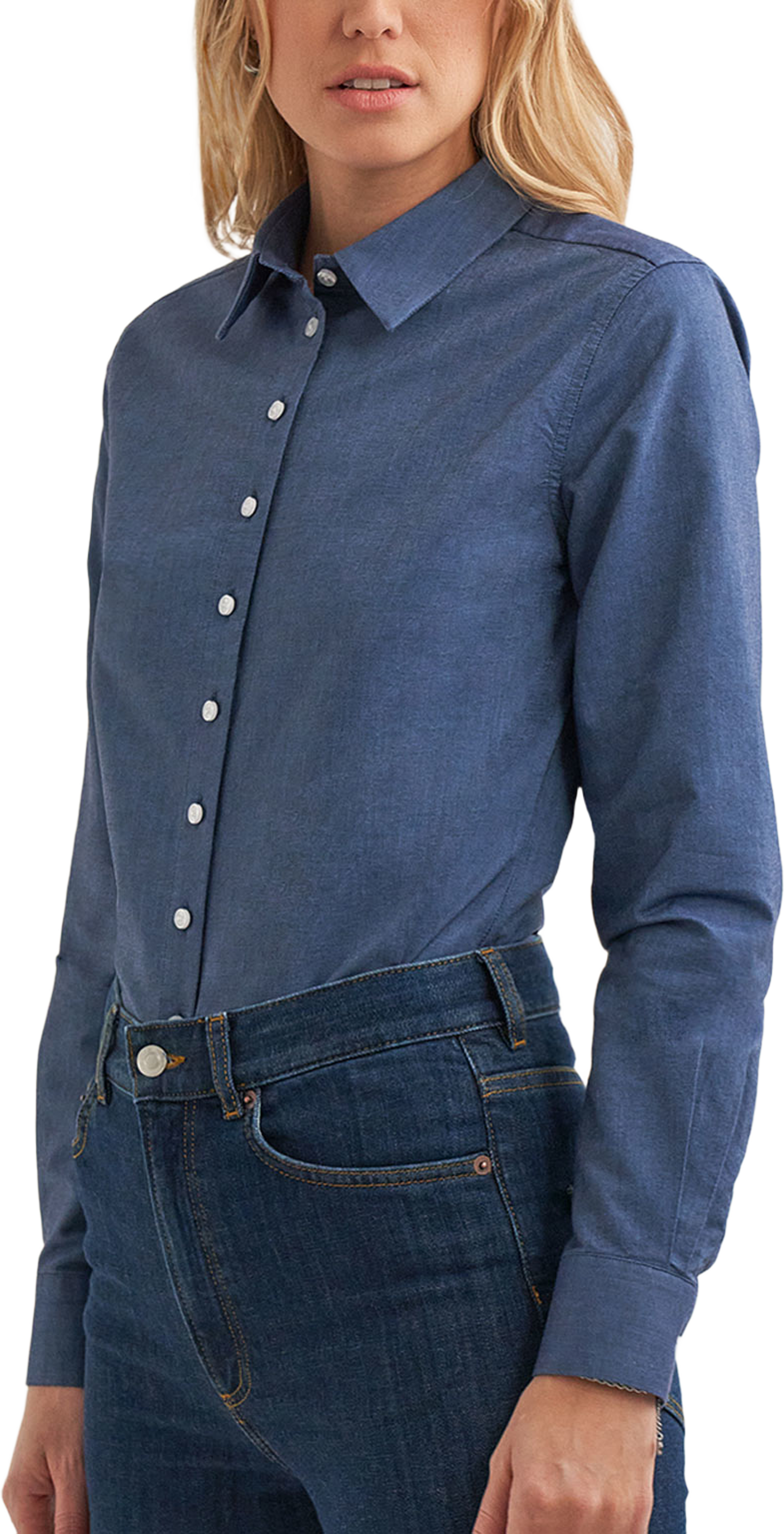 Skjorta Tilde Boston Oxford, från The Shirt Factory, i färgen M.blue. Klicka för att öppna bilden i stort format