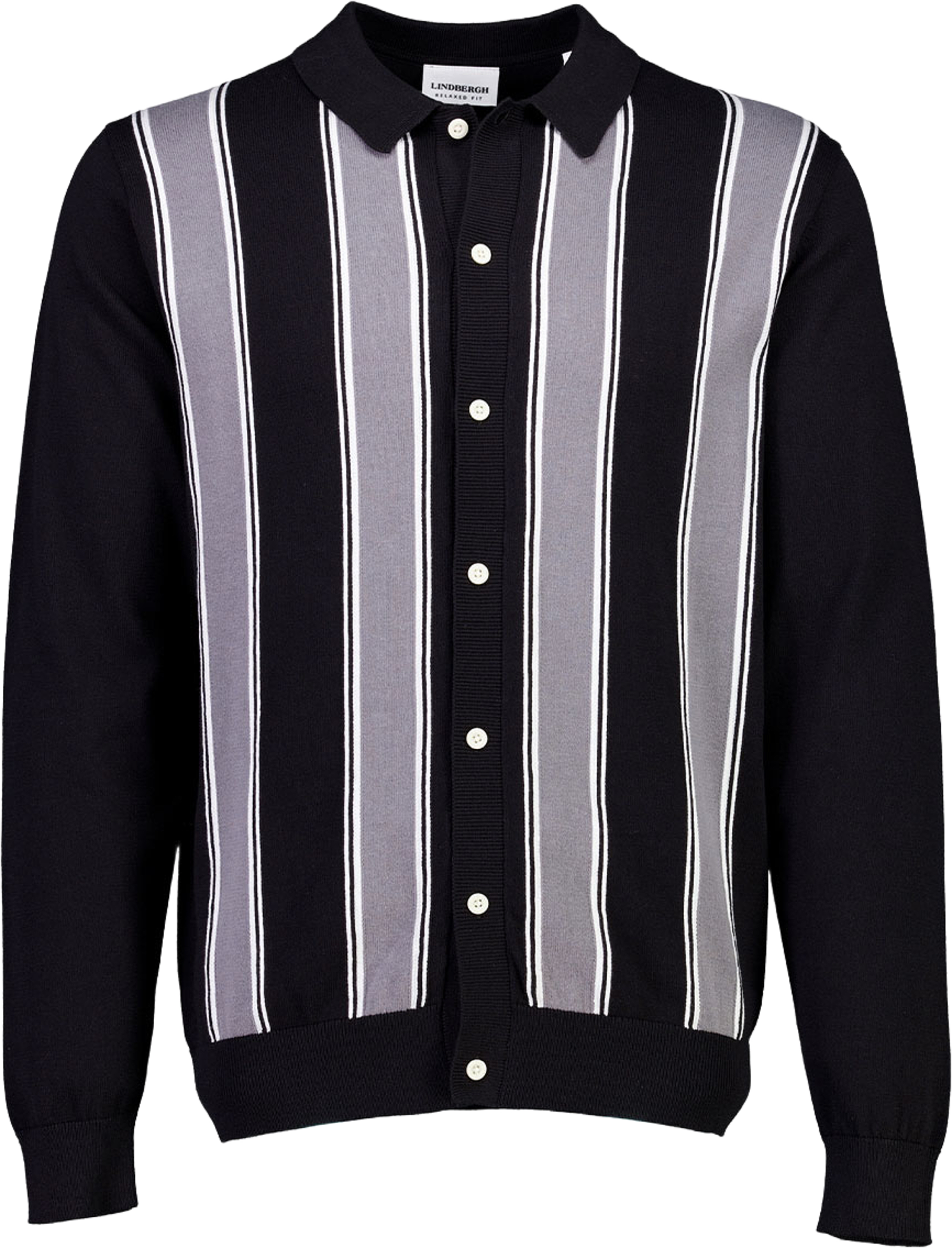 Lindbergh Knitted polo cardigan L/S Knit, från Lindbergh, i färgen Black. Klicka för att öppna bilden i stort format