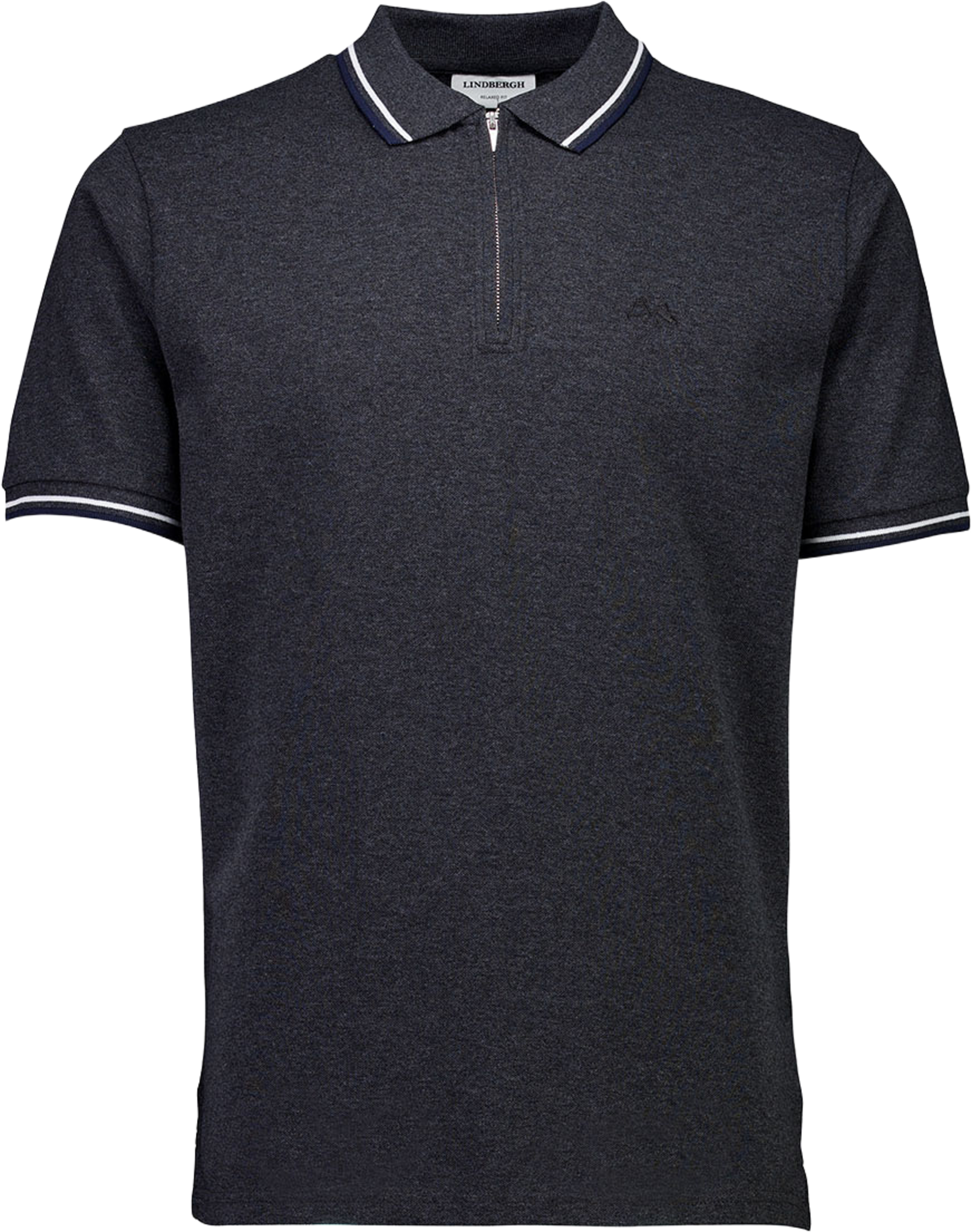 Polo Shirt With Zip, från Lindbergh, i färgen Charcoal. Klicka för att öppna bilden i stort format