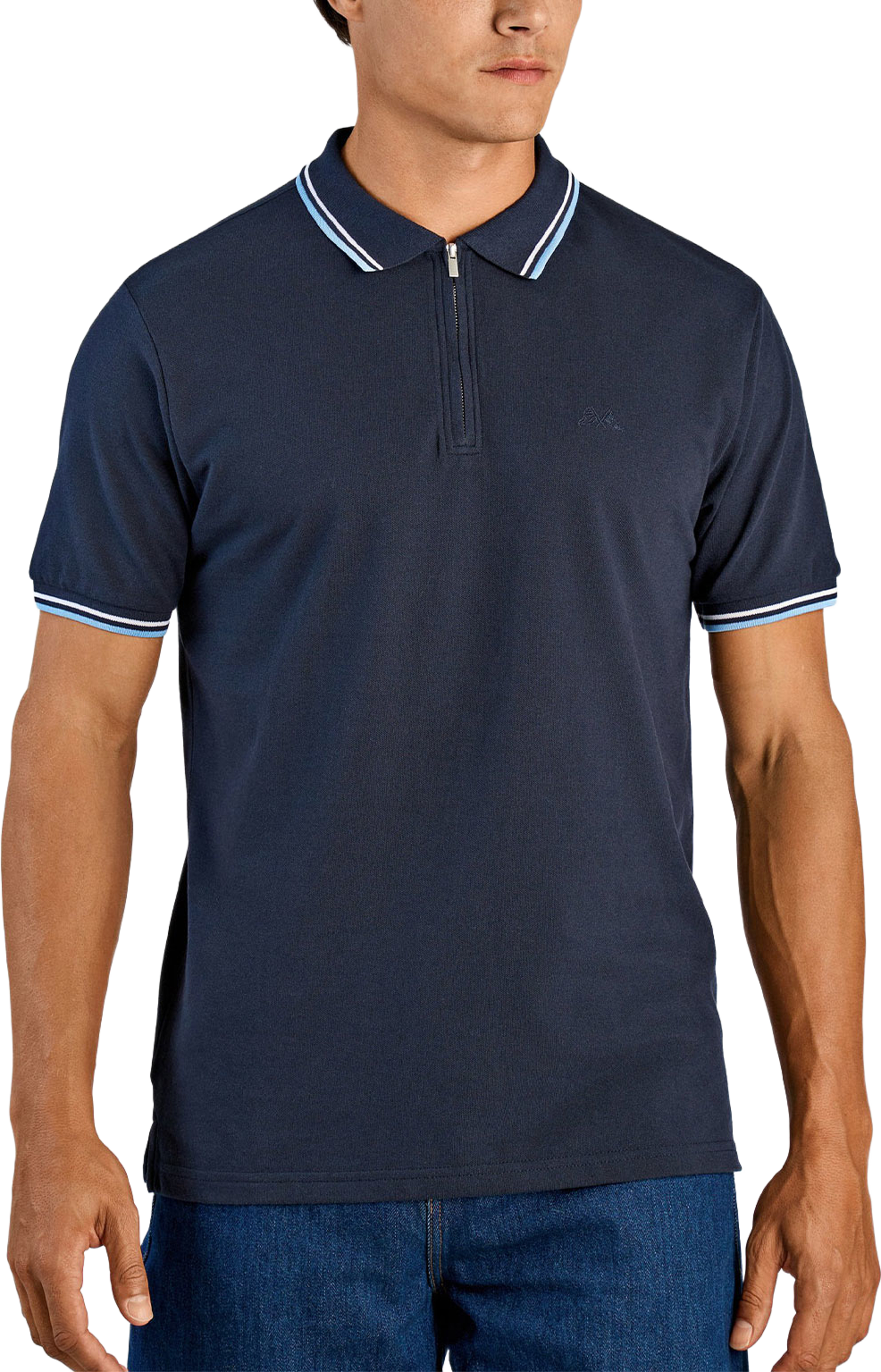 Polo Shirt With Zip, från Lindbergh, i färgen Navy. Klicka för att öppna bilden i stort format