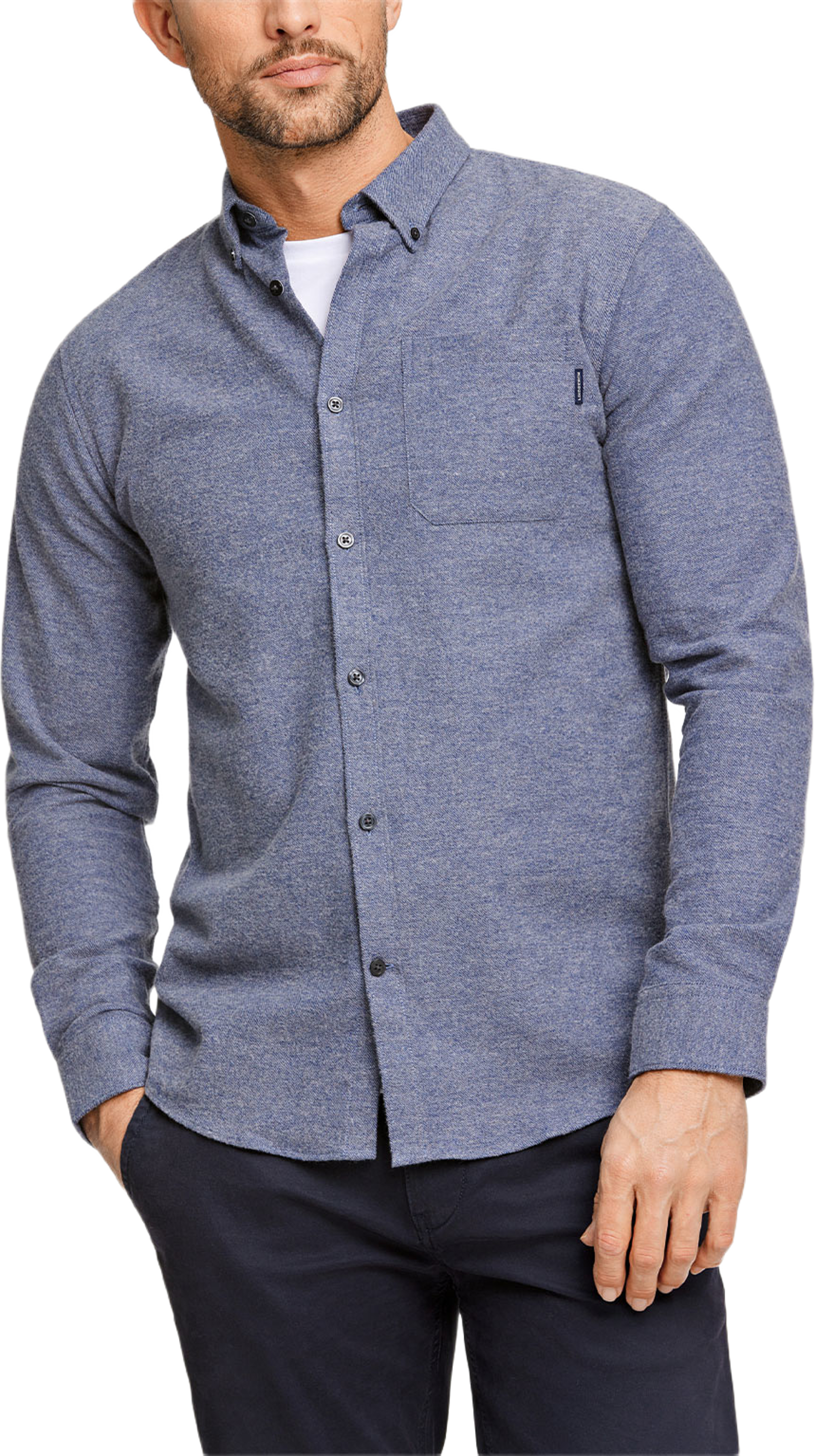 Lindbergh Brushed cotton shirt L/S Shirt L/S, från Lindbergh, i färgen Blue. Klicka för att öppna bilden i stort format