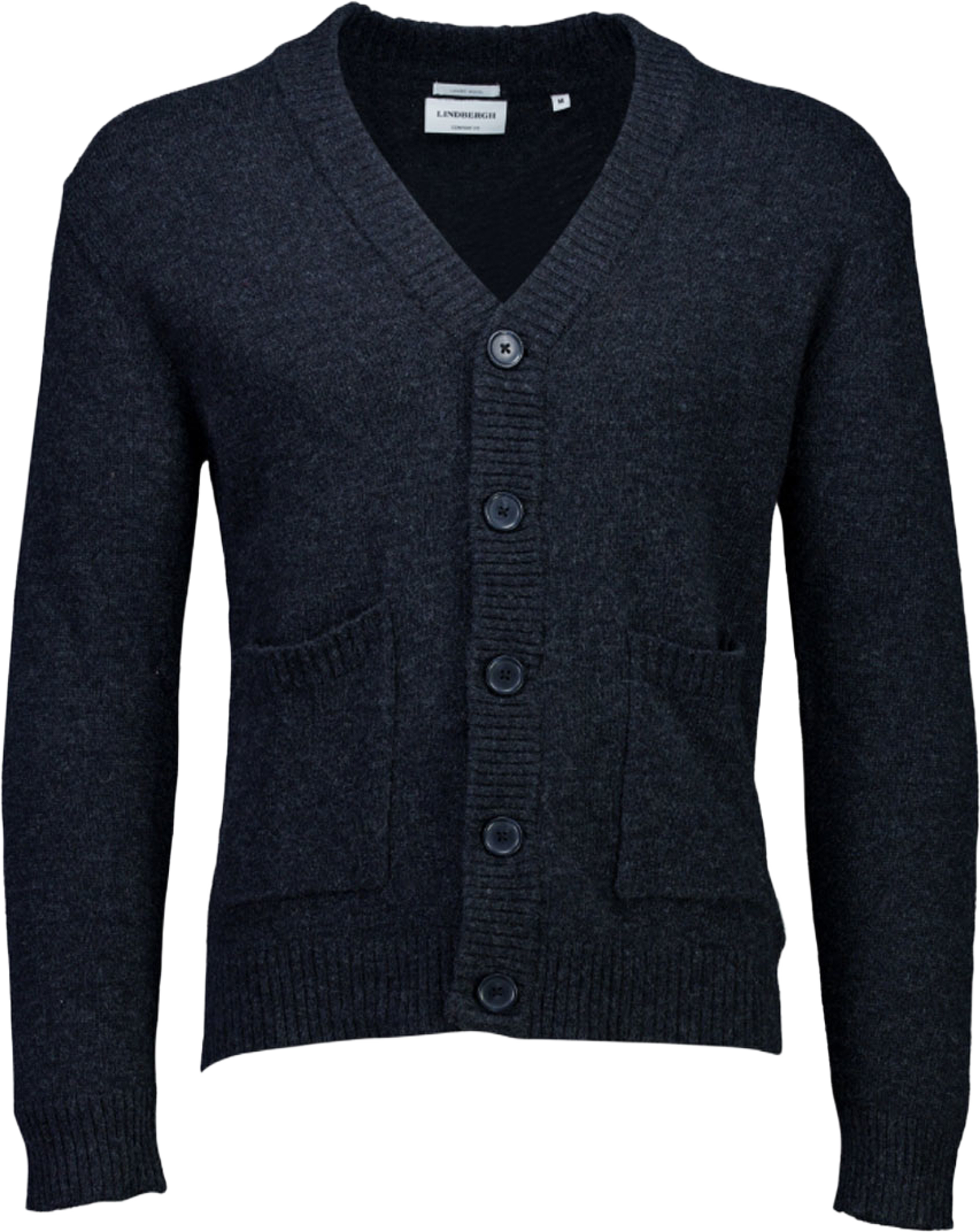Lindbergh Lambswool button cardigan Knit, från Lindbergh, i färgen Charcoal Mel. Klicka för att öppna bilden i stort format