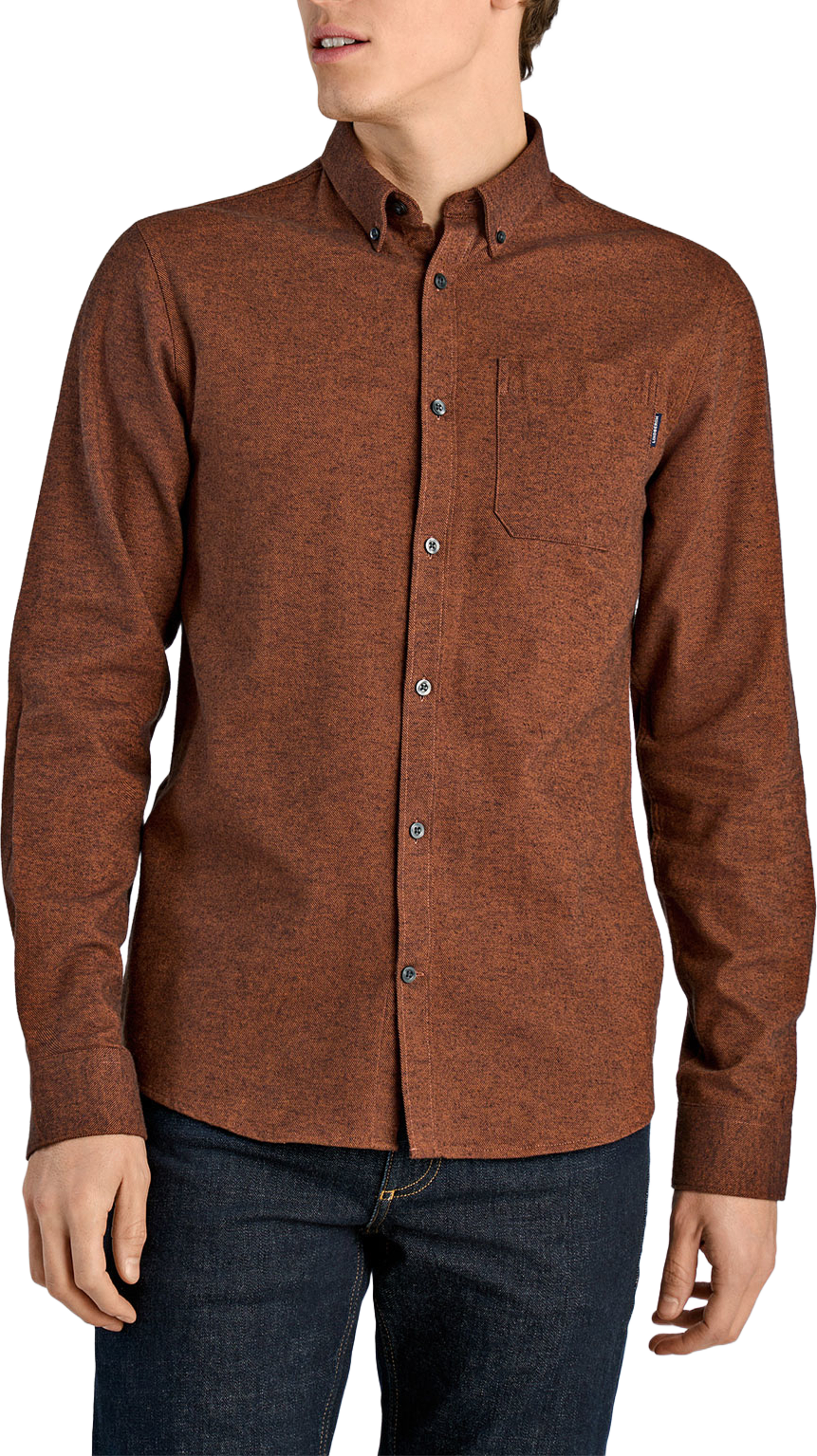 Lindbergh Brushed twill Shirt L/S, från Lindbergh, i färgen Dk Brown. Klicka för att öppna bilden i stort format