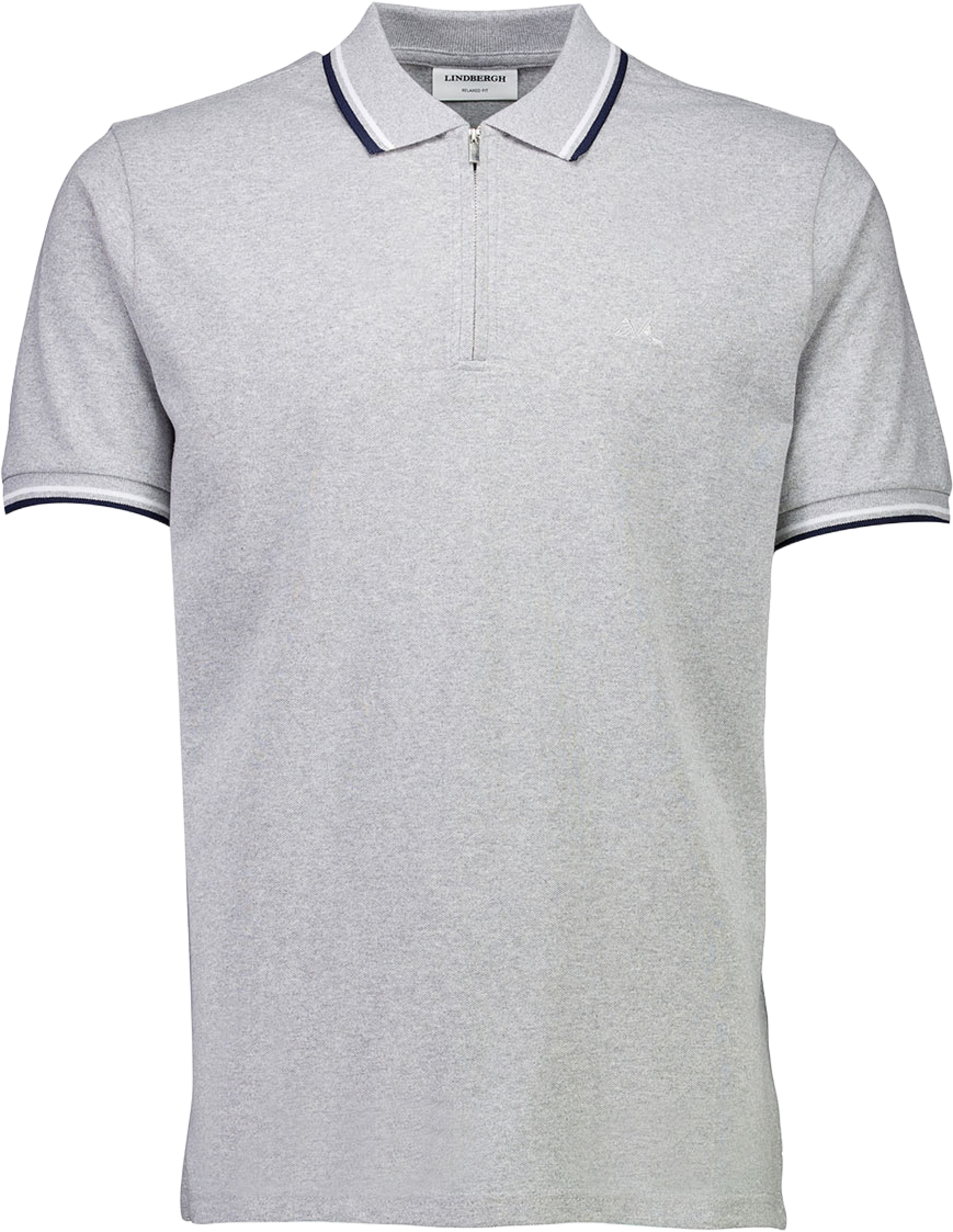 Polo Shirt With Zip, från Lindbergh, i färgen Lt Grey. Klicka för att öppna bilden i stort format