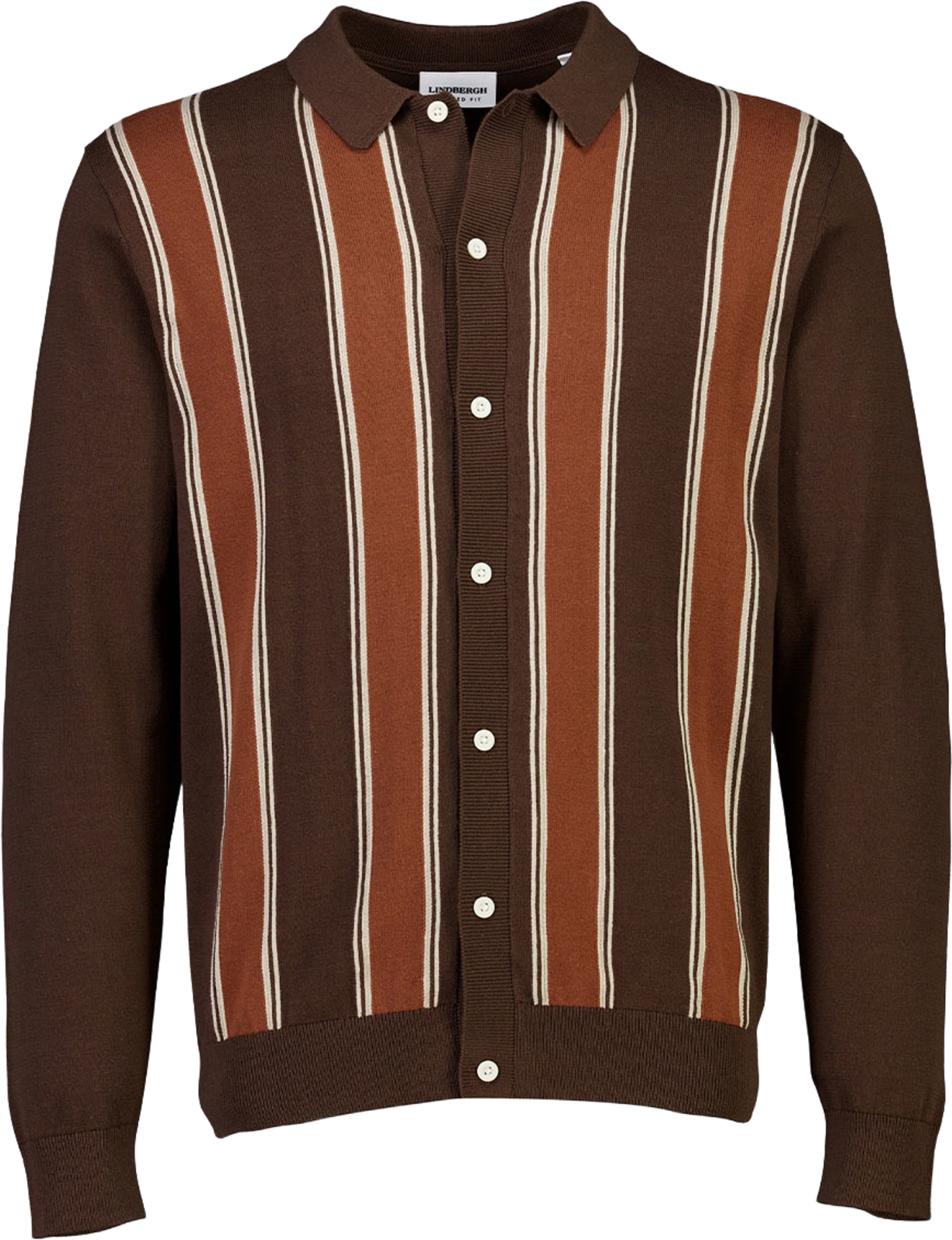 Lindbergh Knitted polo cardigan L/S Knit, från Lindbergh, i färgen Brown Copper. Klicka för att öppna bilden i stort format