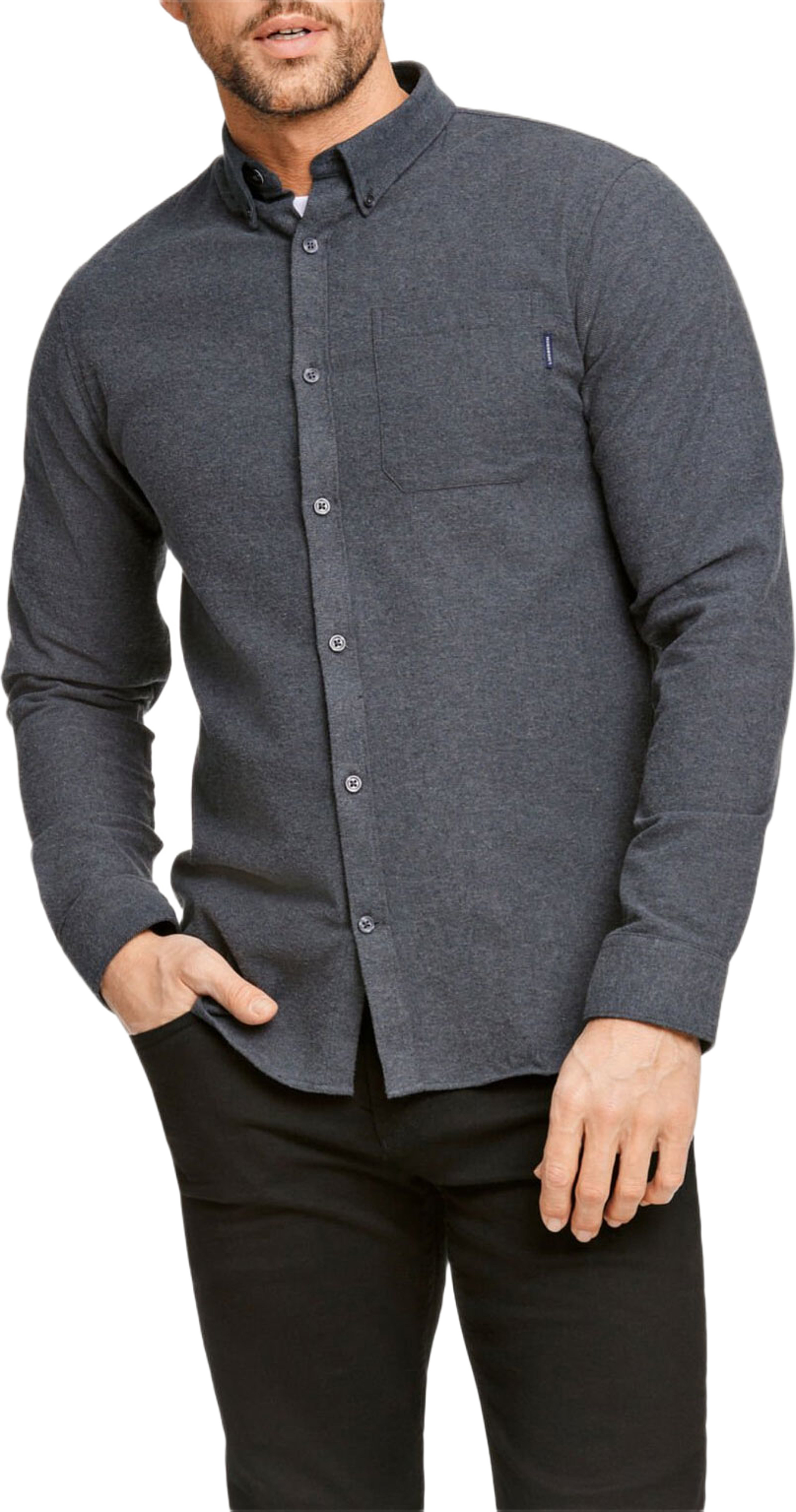 Lindbergh Brushed cotton shirt L/S Shirt L/S, från Lindbergh, i färgen Dk Grey. Klicka för att öppna bilden i stort format