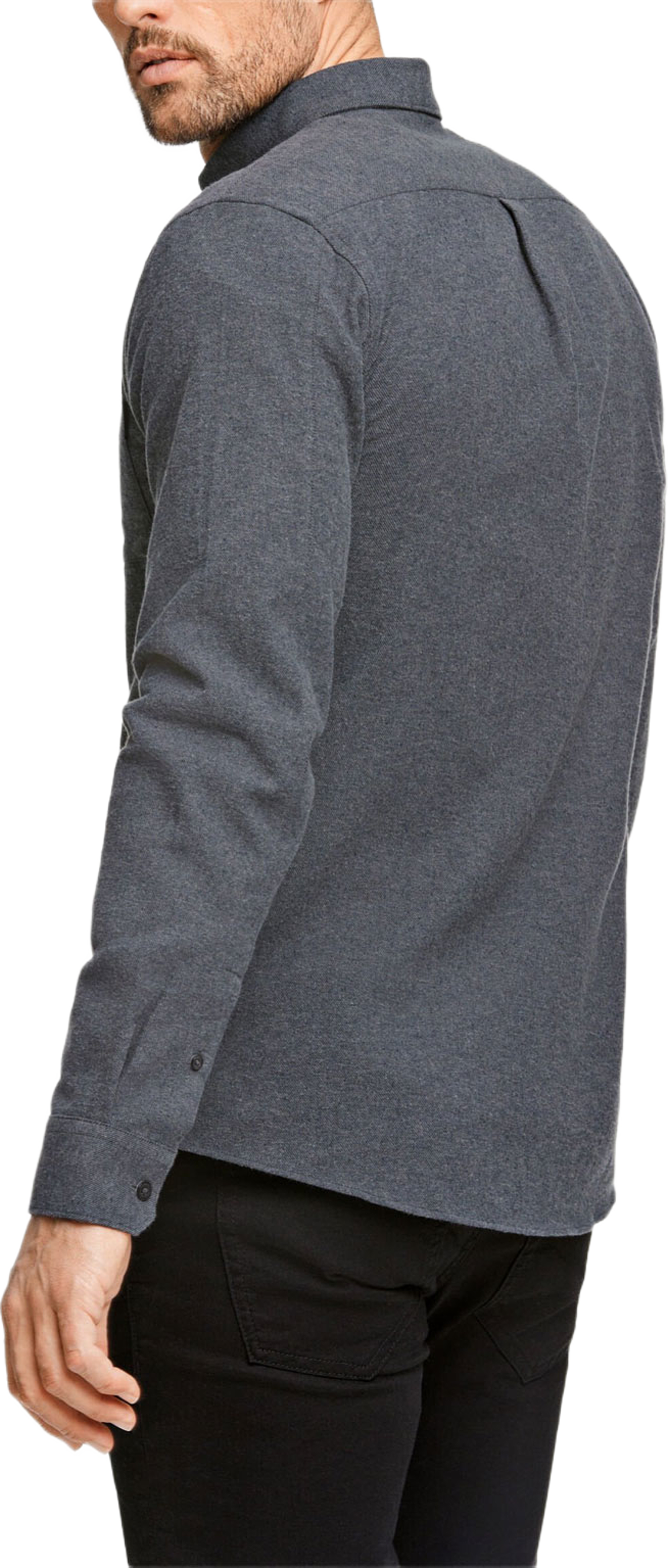 Lindbergh Brushed cotton shirt L/S Shirt L/S, från Lindbergh, i färgen Dk Grey. Klicka för att öppna bilden i stort format