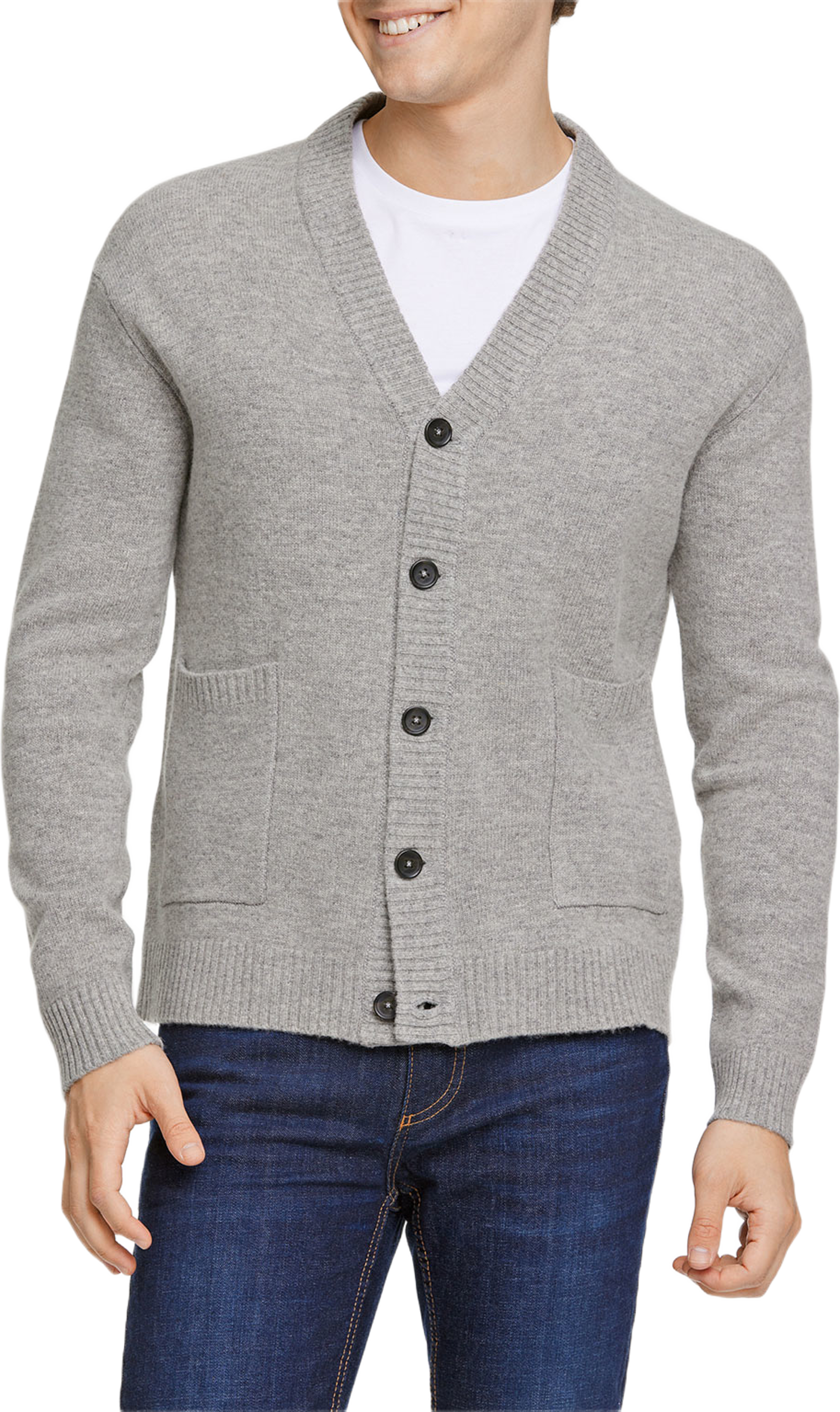 Lindbergh Lambswool button cardigan Knit, från Lindbergh, i färgen Mid Grey Mel. Klicka för att öppna bilden i stort format