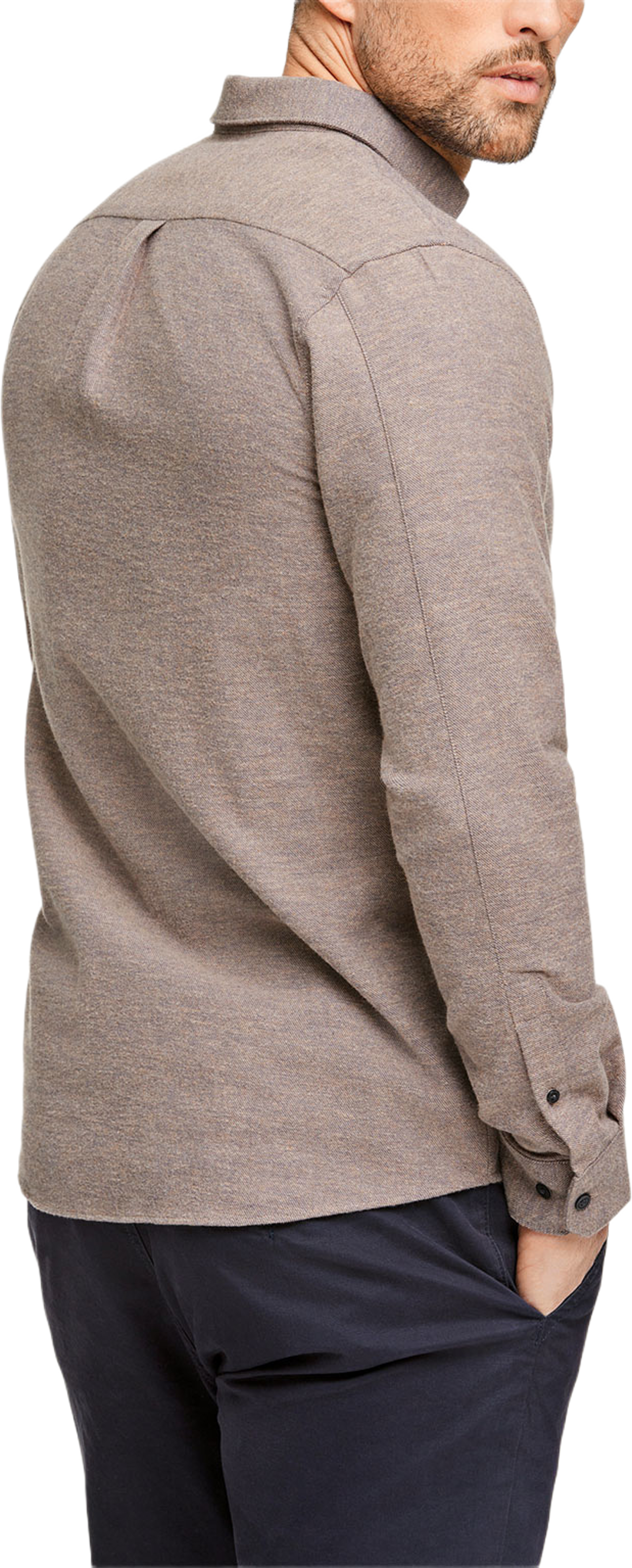 Lindbergh Brushed cotton shirt L/S Shirt L/S, från Lindbergh, i färgen Mid Brown. Klicka för att öppna bilden i stort format