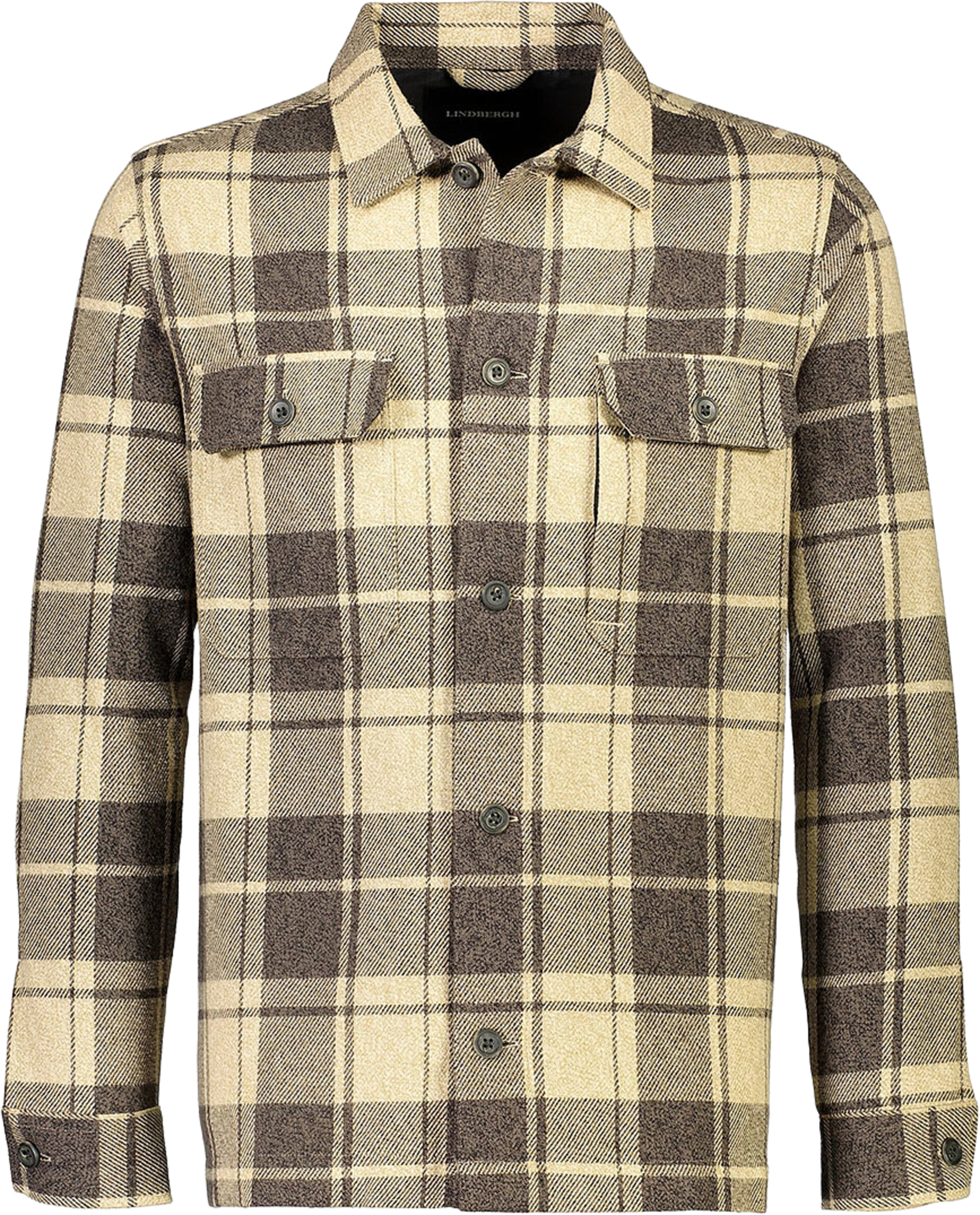 Lindbergh Checked Overshirt, från Lindbergh, i färgen Black Olive. Klicka för att öppna bilden i stort format
