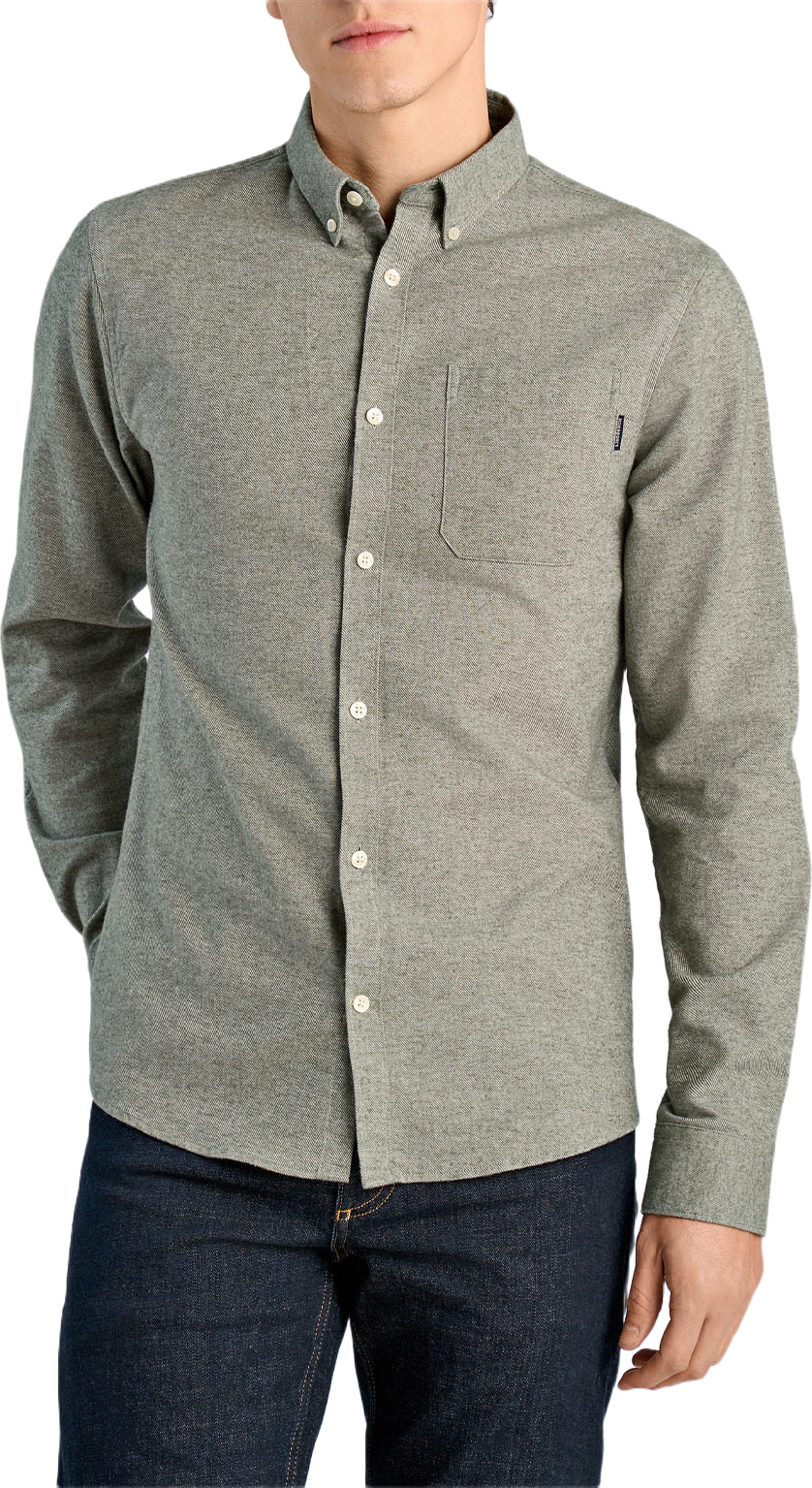 Lindbergh Brushed cotton shirt L/S Shirt L/S, från Lindbergh, i färgen Lt Army. Klicka för att öppna bilden i stort format