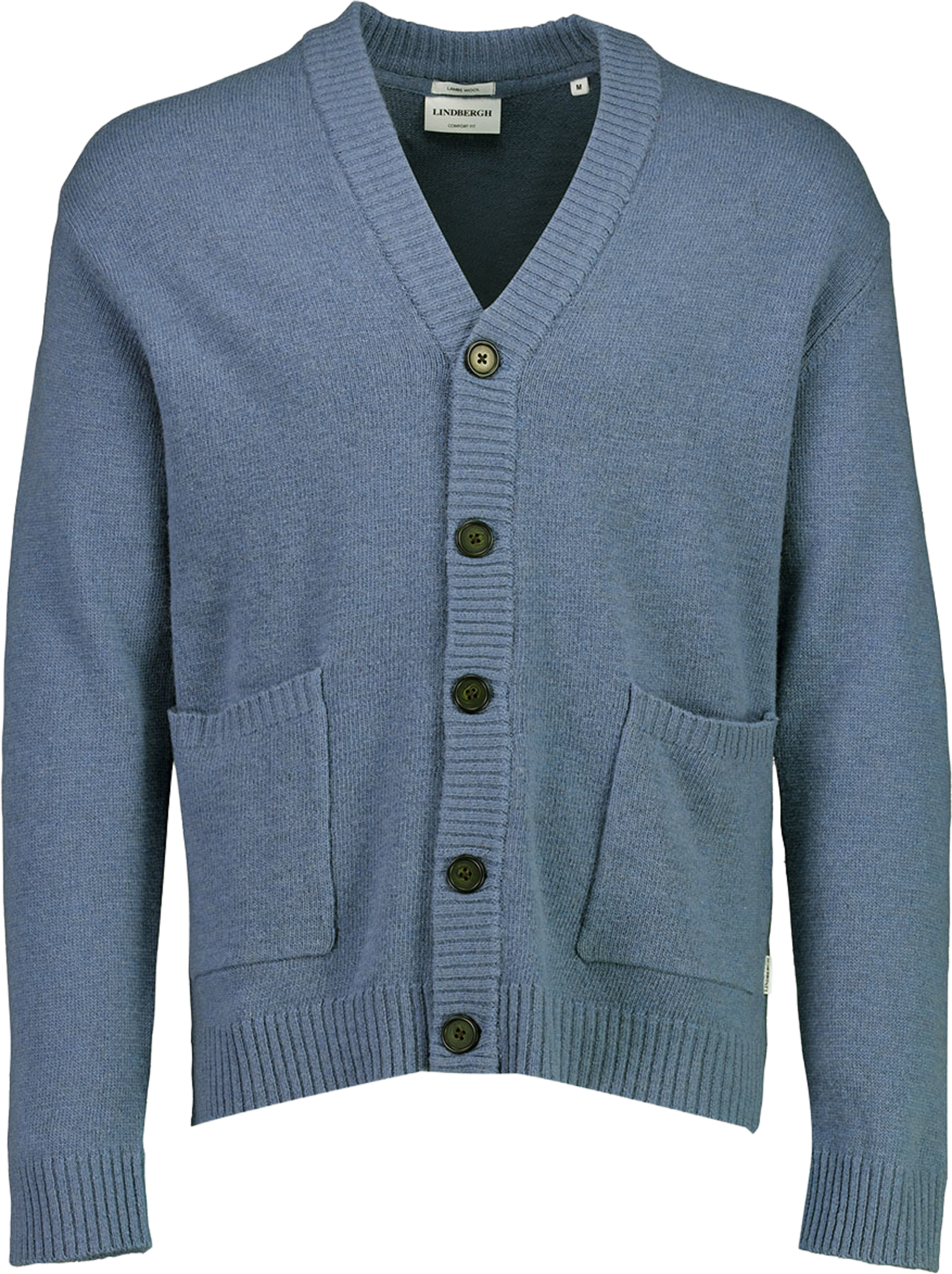 Lindbergh Lambswool button cardigan Knit, från Lindbergh, i färgen Blue Ice Mel. Klicka för att öppna bilden i stort format
