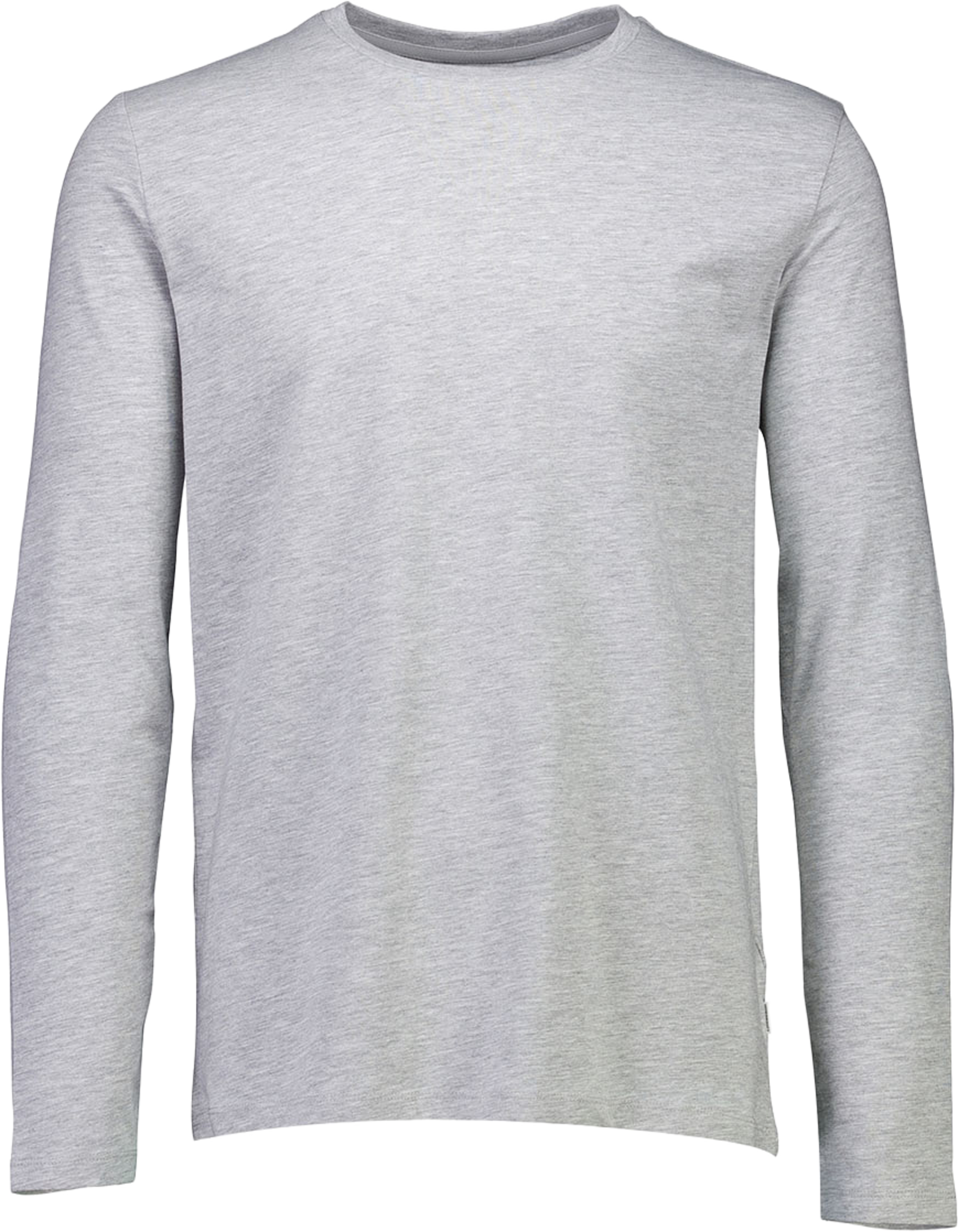 Basic O-Neck Stretch Tee L/S, från Lindbergh, i färgen Grey Mel. Klicka för att öppna bilden i stort format