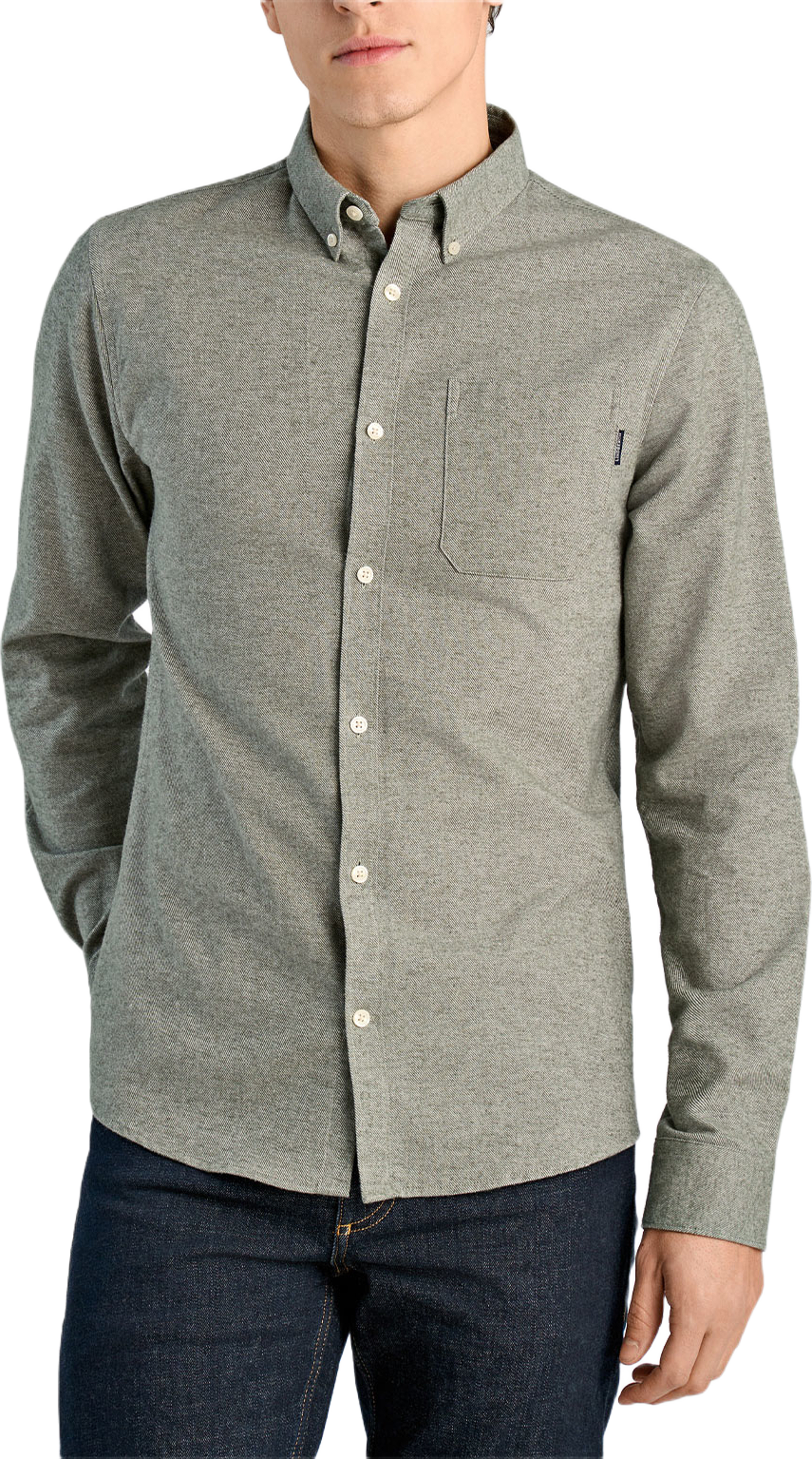 Lindbergh Brushed twill Shirt L/S, från Lindbergh, i färgen Lt Army. Klicka för att öppna bilden i stort format